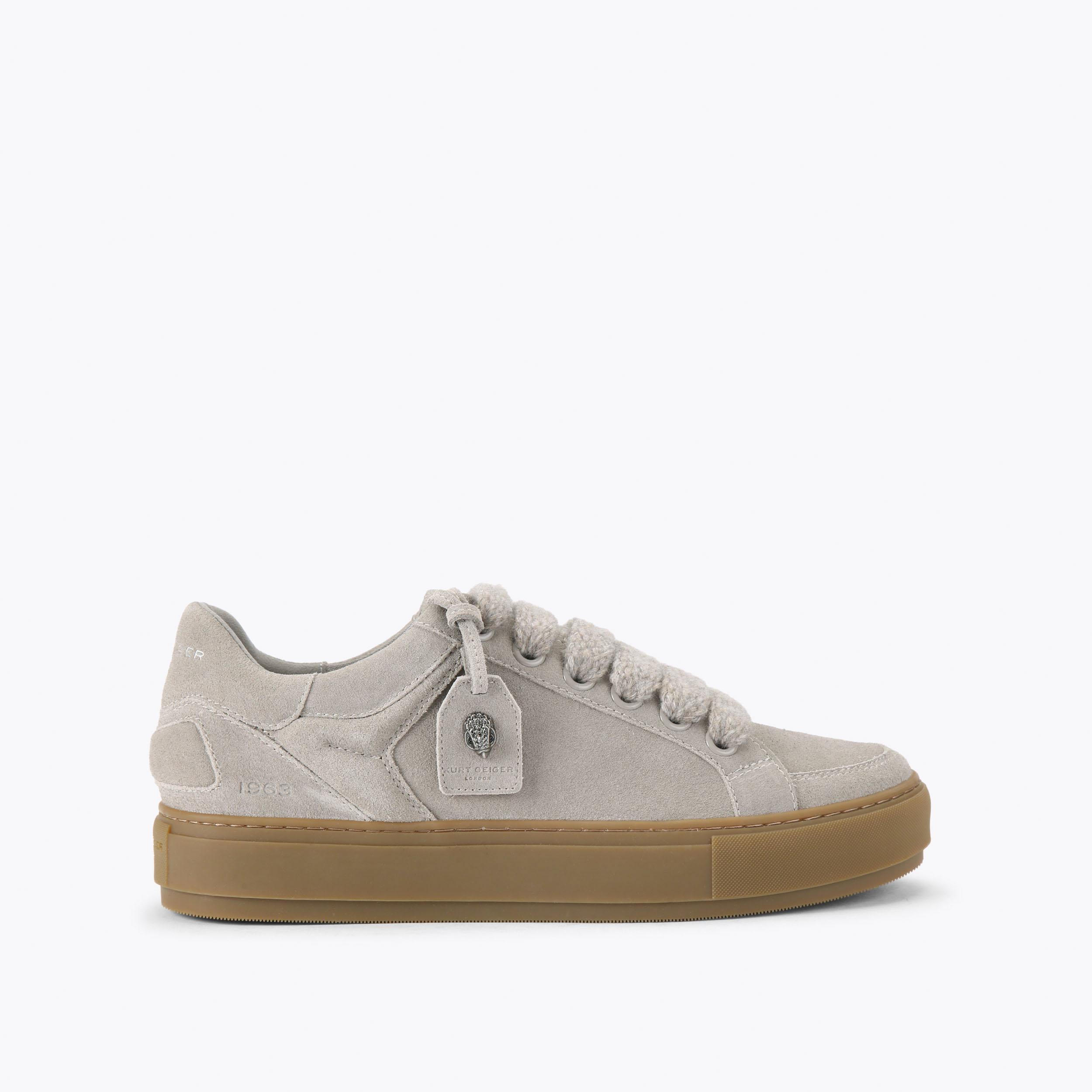 SOUTHBANK TAG SNEAKER Light Grey Suede Leather by KURT GEIGER LONDON