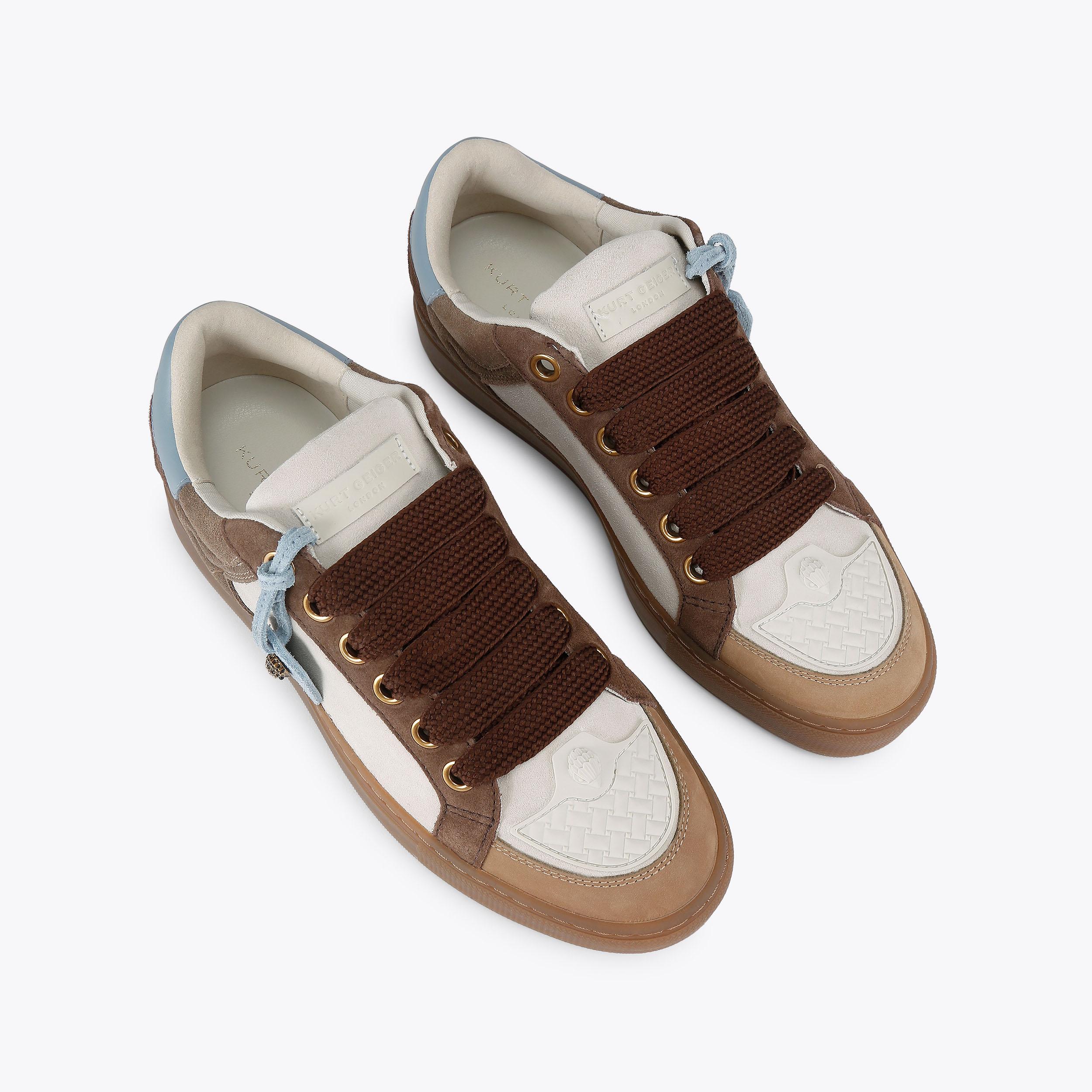 SOUTHBANK TAG SNEAKER Brown Leather Lace Up Sneaker by Kurt Geiger