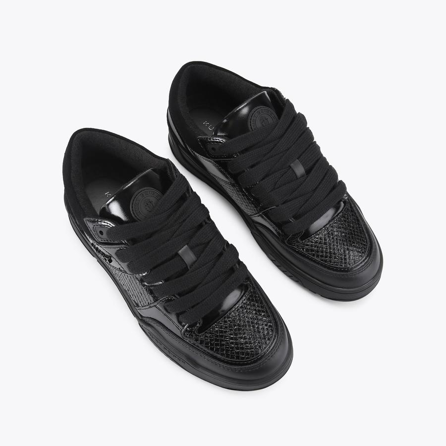 KINGSLAND SNEAKER Black Leather Lace Up Sneaker by Kurt Geiger London
