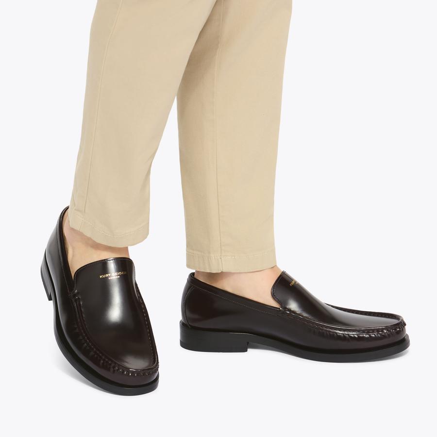 DENMAN LOAFER Wine Leather Formal Loafer by KURT GEIGER LONDON