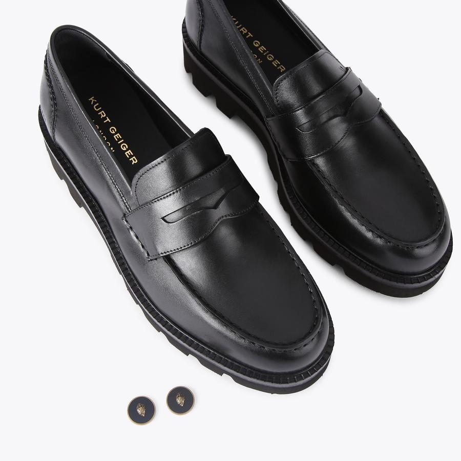 Express Black Leather Penny Loafers - Mens Slip-On Dress Shoes Genuine Leather Loafer Dress Shoes | Express main image 4