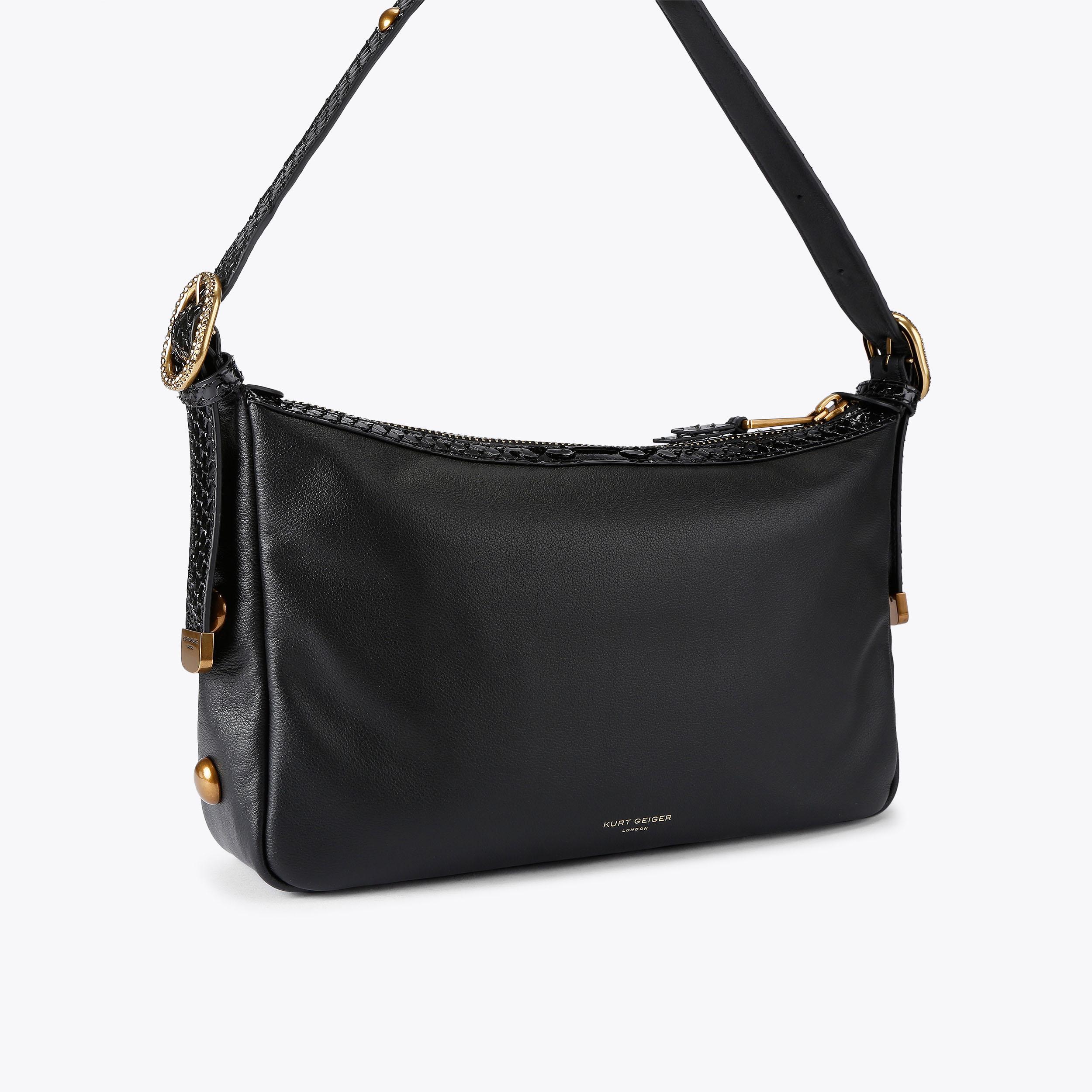 CHELSEA SFT SHOULDER STUD Black Leather Studded Shoulder Bag
