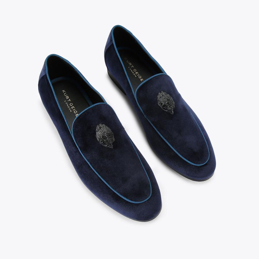 HUGH 2 LOAFER Navy Velvet Loafer by KURT GEIGER LONDON