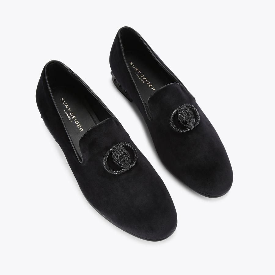 Shemar for Kurt Geiger Loafers Leather Slip On Black Mens Size 8.5 ACE CHELSEA Slip On Black Satin Loafer by KURT GEIGER LONDON main image 4