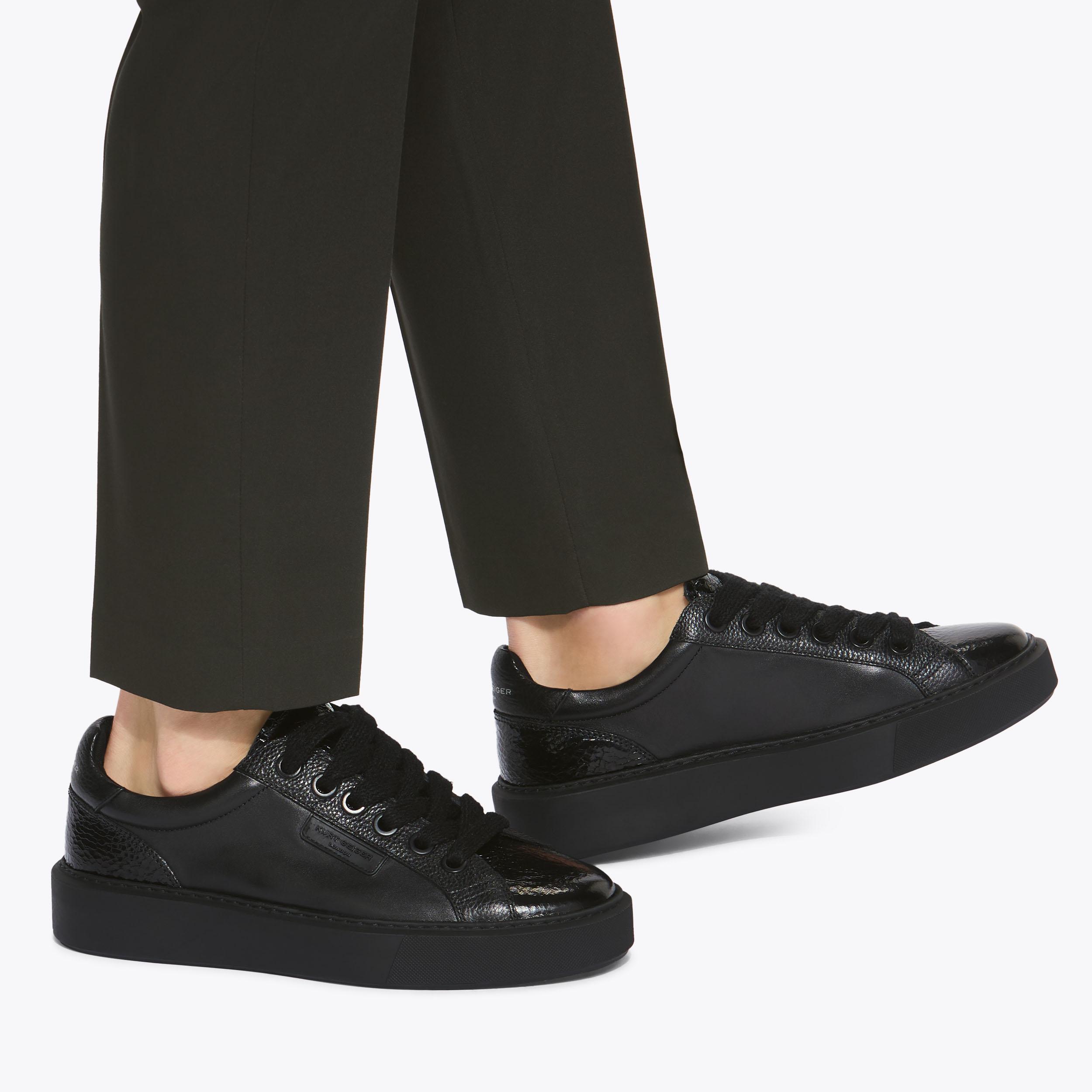 ALBION SNEAKER Black Leather Lace Up Sneakers by KURT GEIGER LONDON