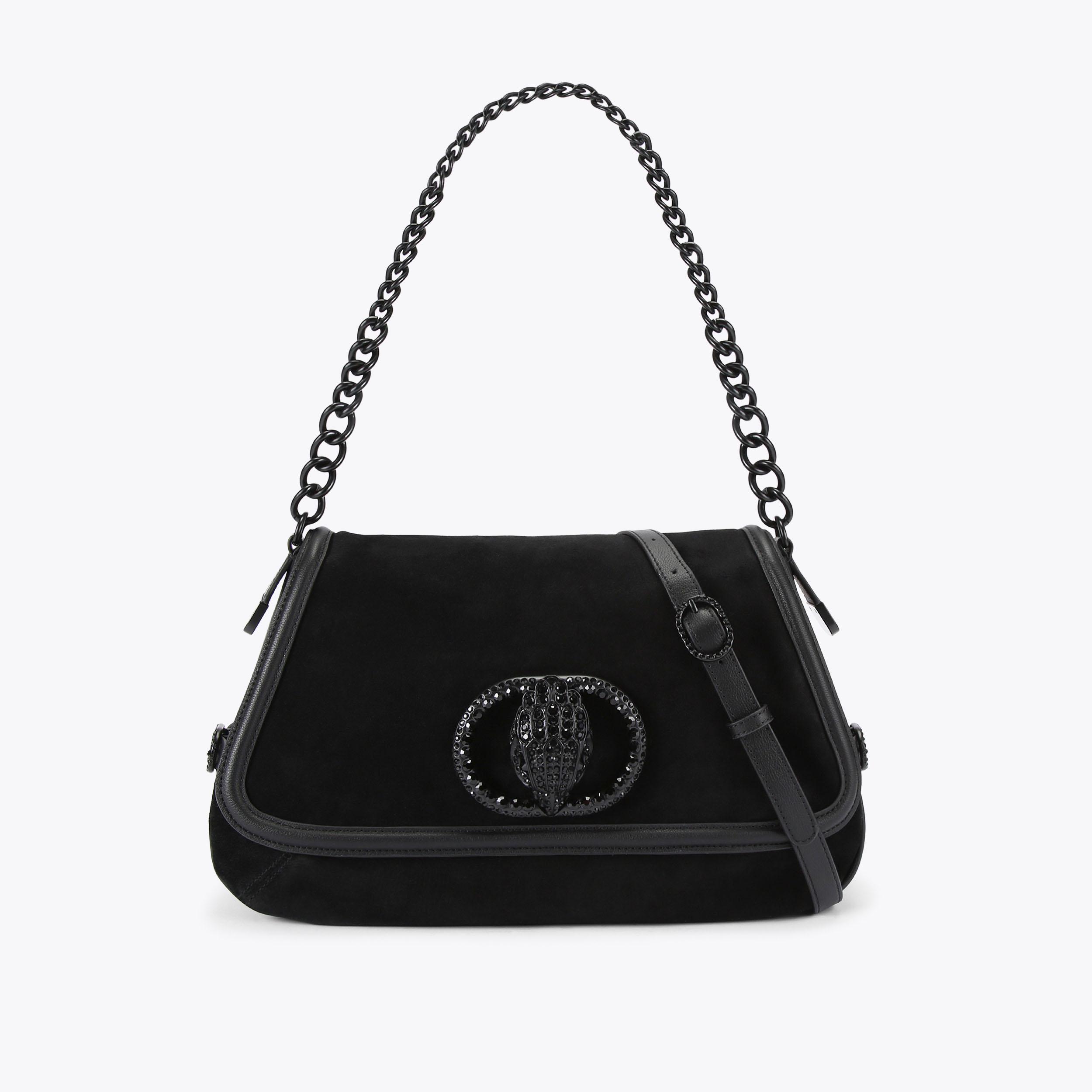Chelsea Black Suede Shoulder Bag | Kurt Geiger