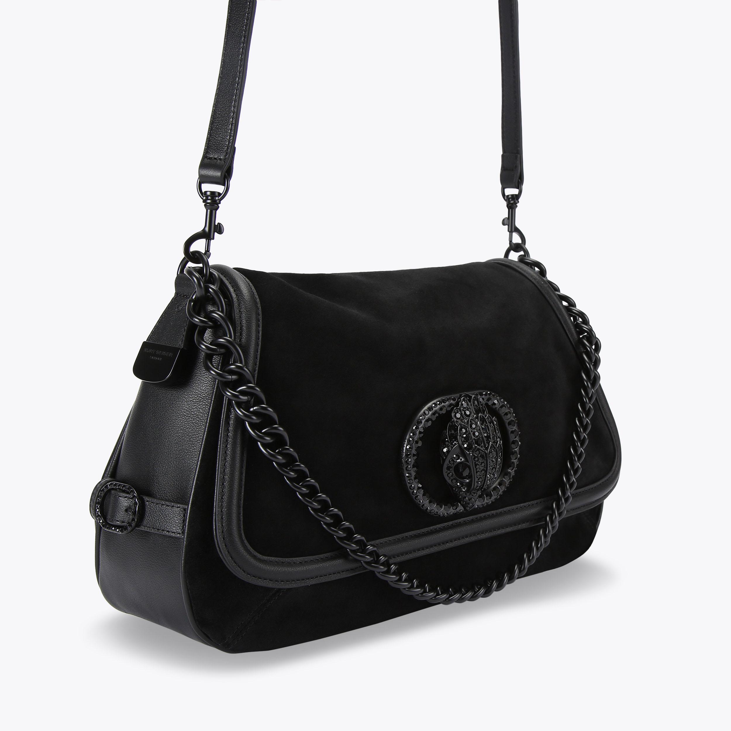 極美品♡Lacemade  ウォールストリートレディコート　L Chelsea Black Suede Shoulder Bag | Kurt Geiger