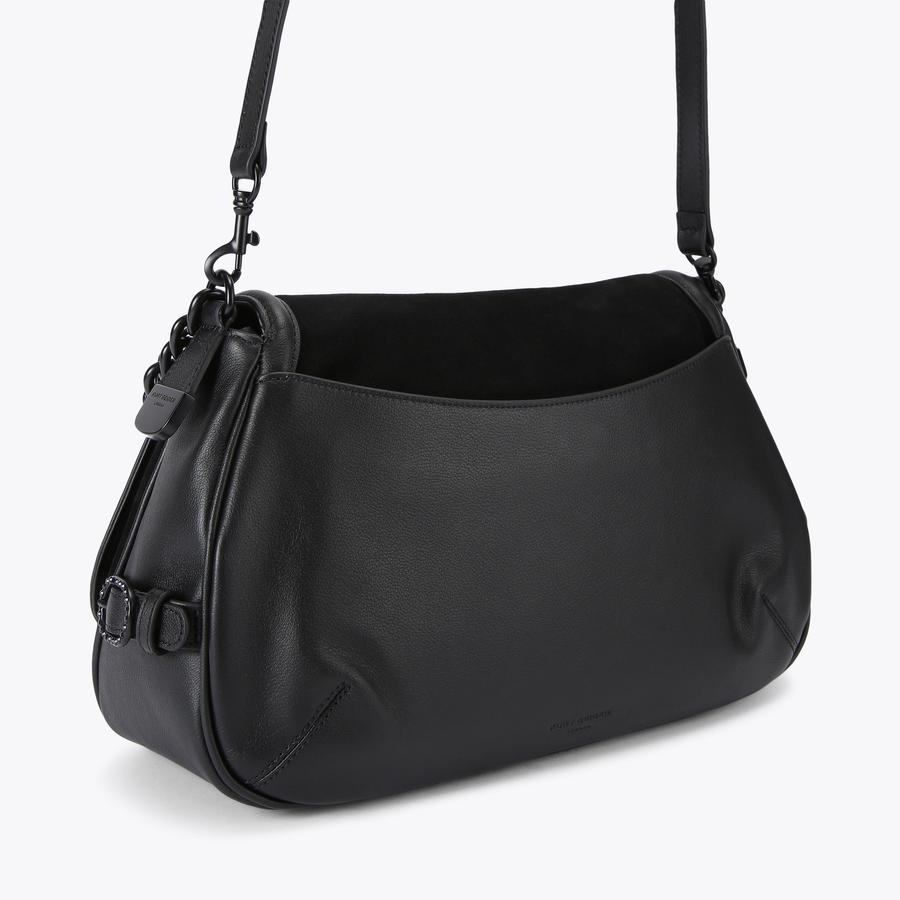 Chelsea Black Suede Shoulder Bag | Kurt Geiger
