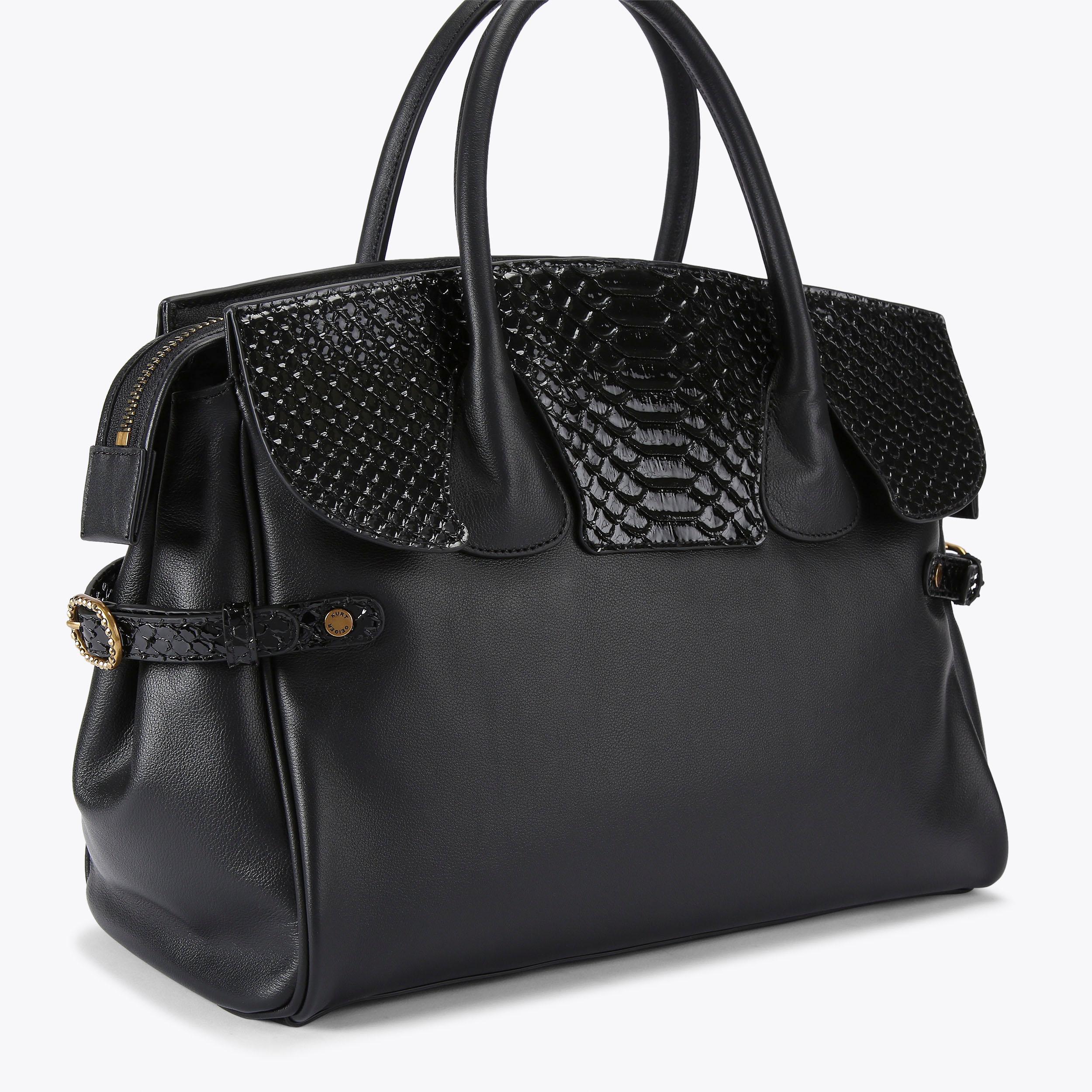 CHELSEA TOTE Black Suede 3D Embossed Tote Bag by KURT GEIGER