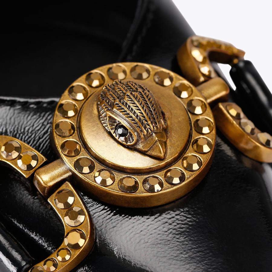 MANSION POINT SLIP ON Black Leather Shiny Patent Mansion by KURT