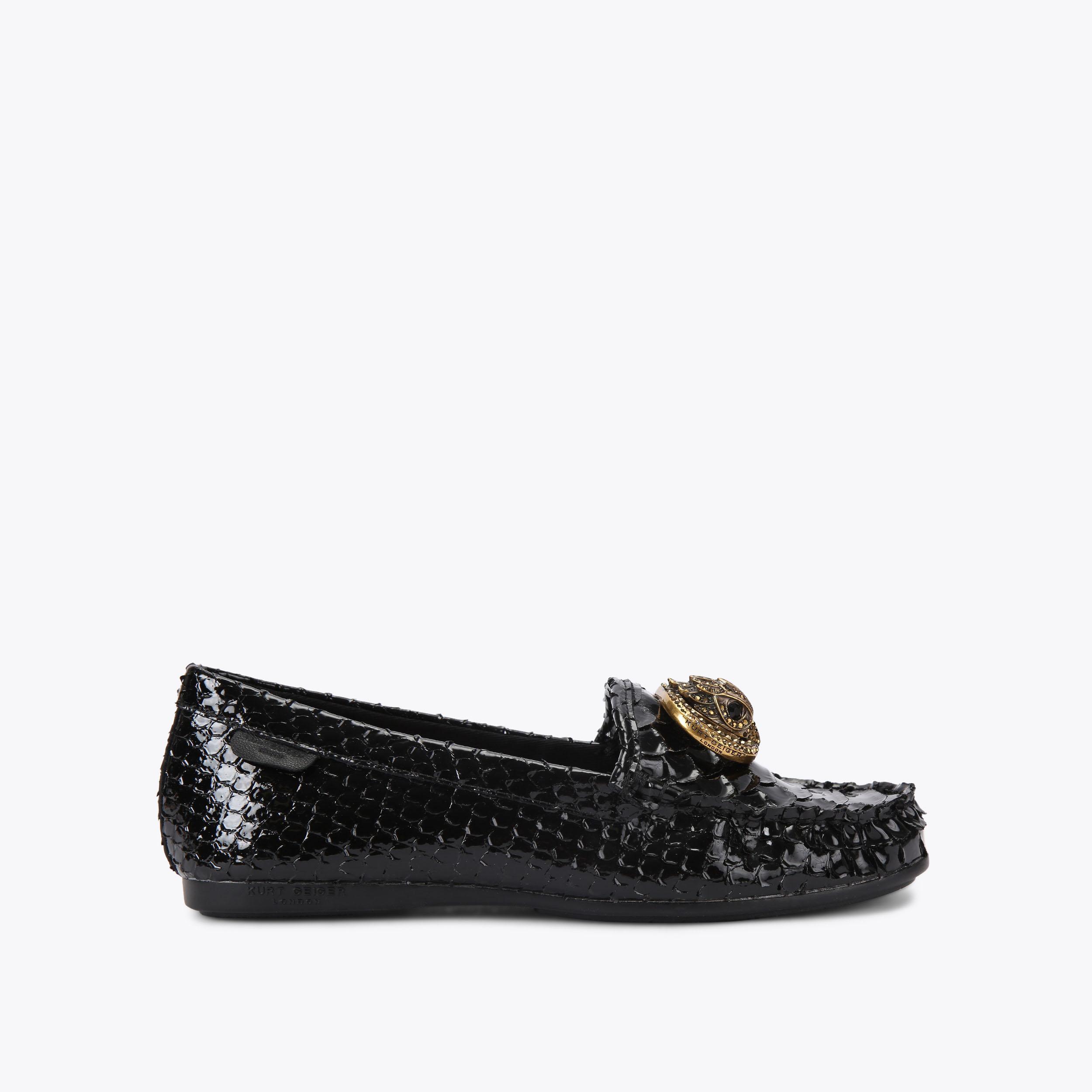 CHELSEA MOCCASIN Black 3D embossed Leather Boot by KURT GEIGER LONDON