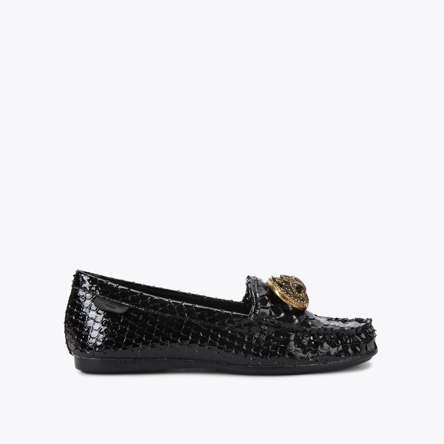 CHELSEA MOCCASIN Black 3D embossed Leather Boot by KURT GEIGER LONDON