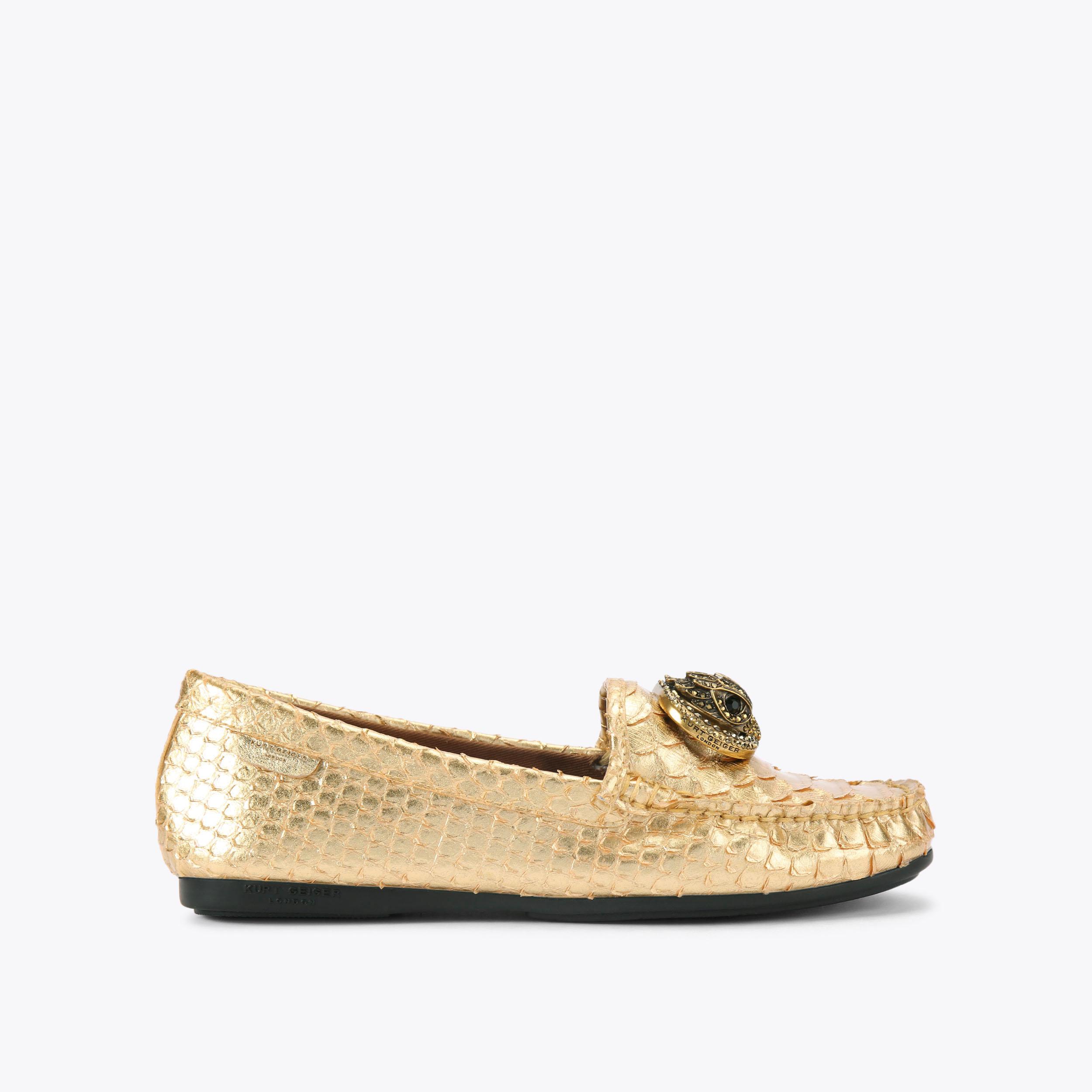 CHELSEA MOCCASIN Metallic Gold 3D embossed Loafer by KURT GEIGER