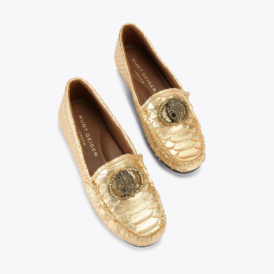CHELSEA MOCCASIN Metallic Gold 3D embossed Loafer by KURT GEIGER