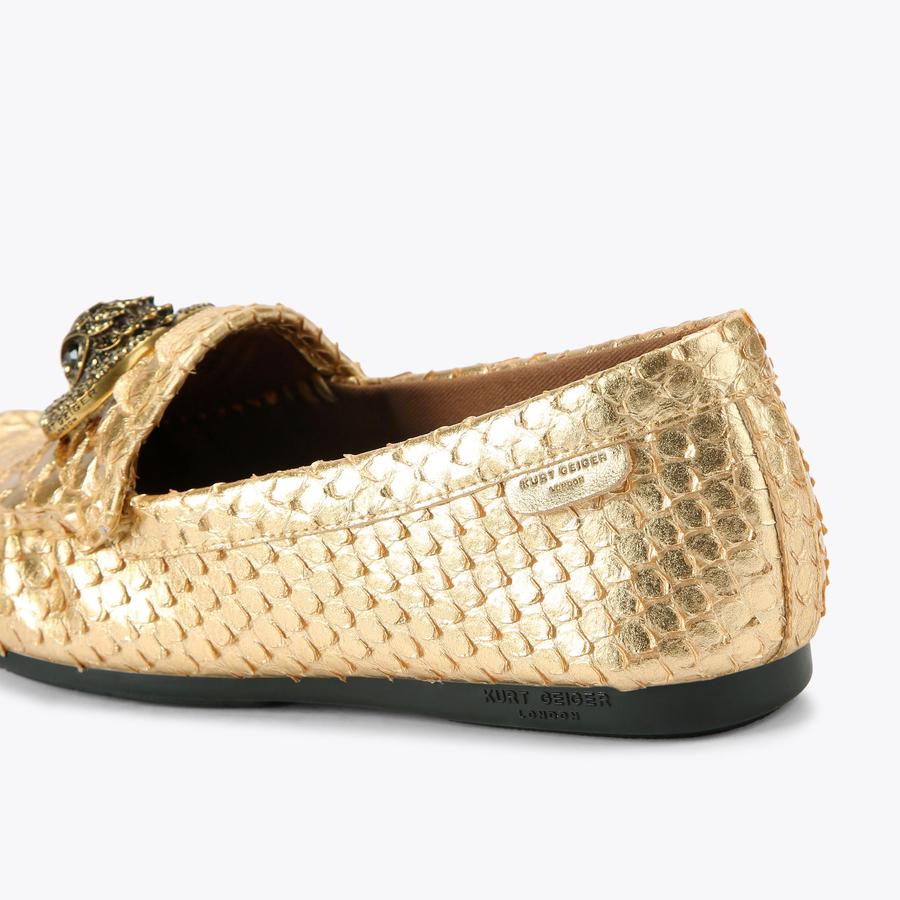 CHELSEA MOCCASIN Metallic Gold 3D embossed Loafer by KURT GEIGER