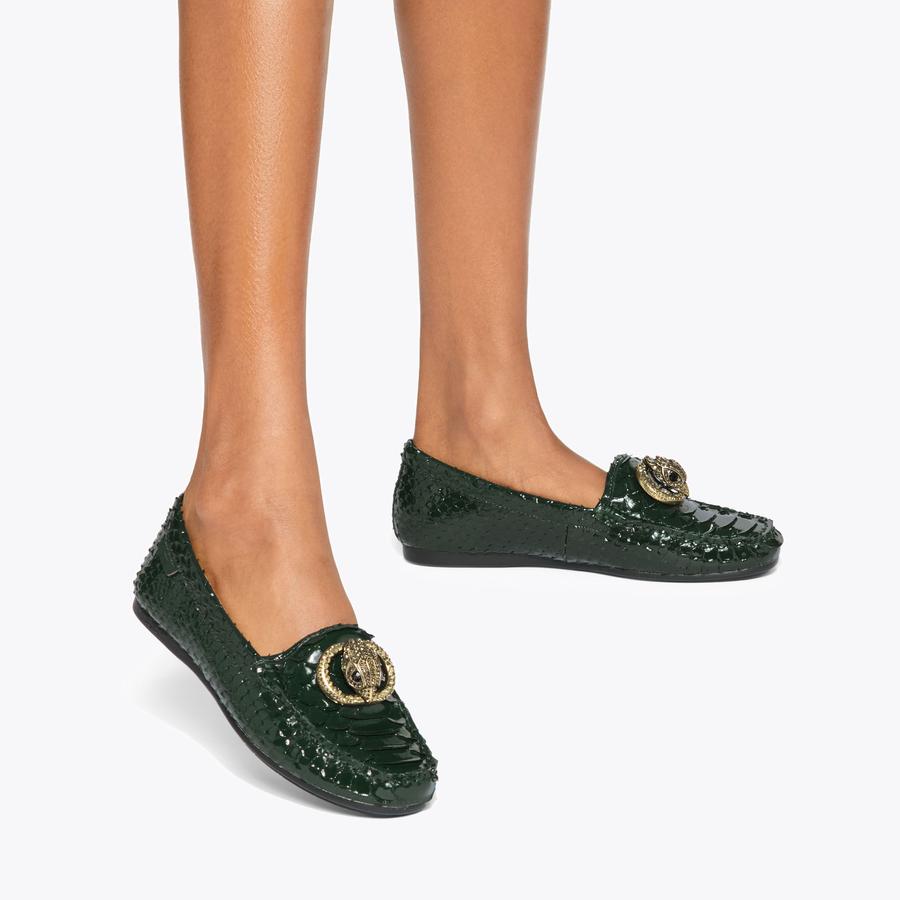 CHELSEA MOCCASIN Dark Green Leather Moccasin Loafer by KURT GEIGER