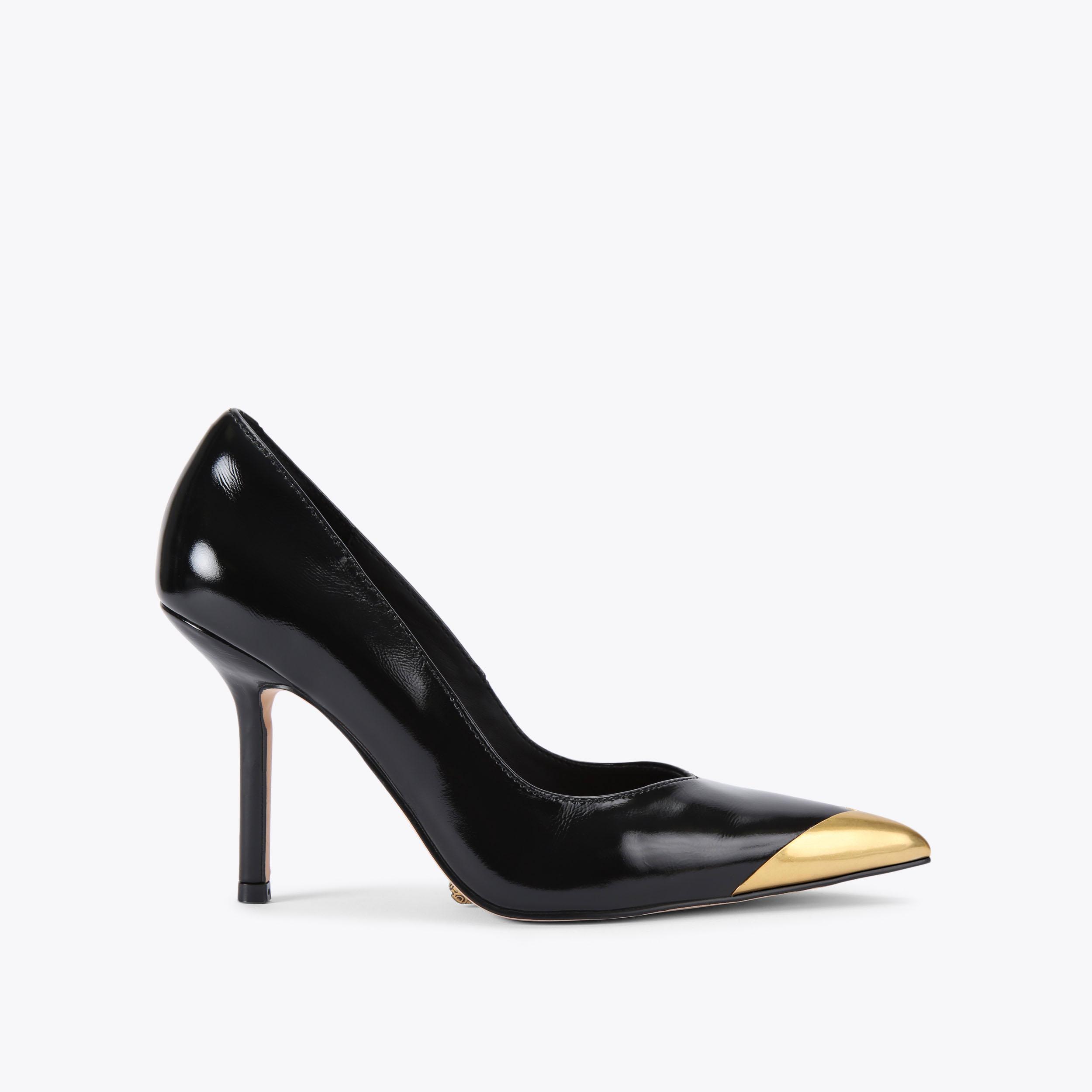 シューズ・サンダルその他 Castaner Low-heeled black Pati with studs REGENT POINT COURT Patent Black Leather Court Heel by KURT