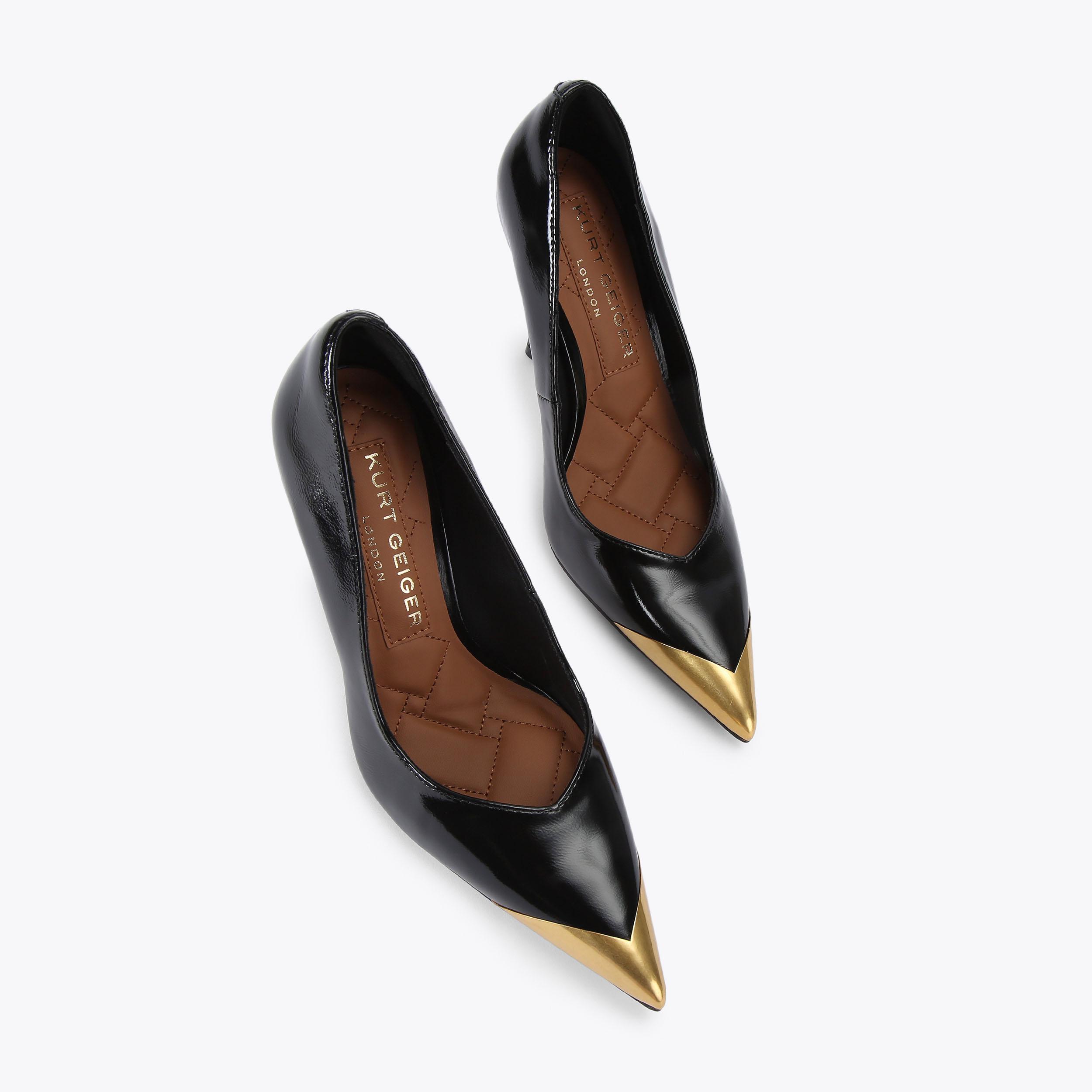 REGENT POINT COURT Patent Black Leather Court Heel by KURT