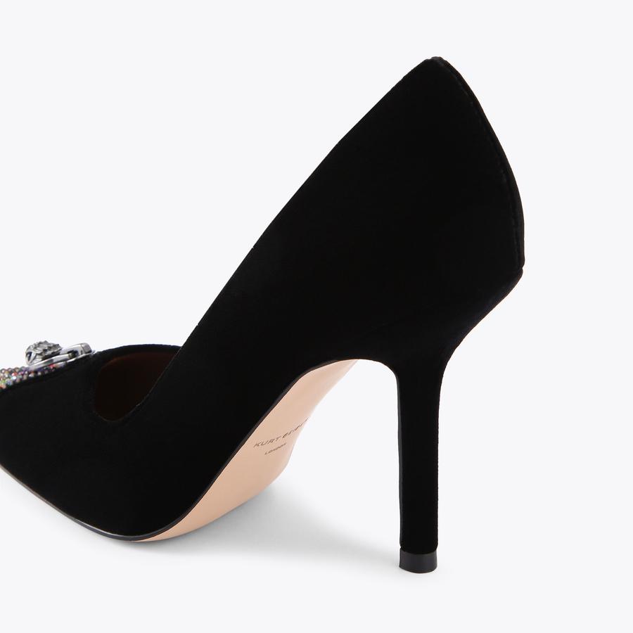 Black Suede Court Heels | Zip Court | Kurt Geiger