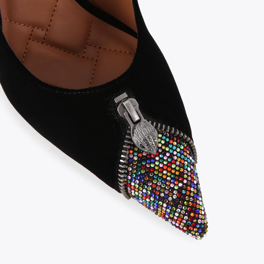 ジョージ Black Suede Court Heels | Zip Court | Kurt Geiger