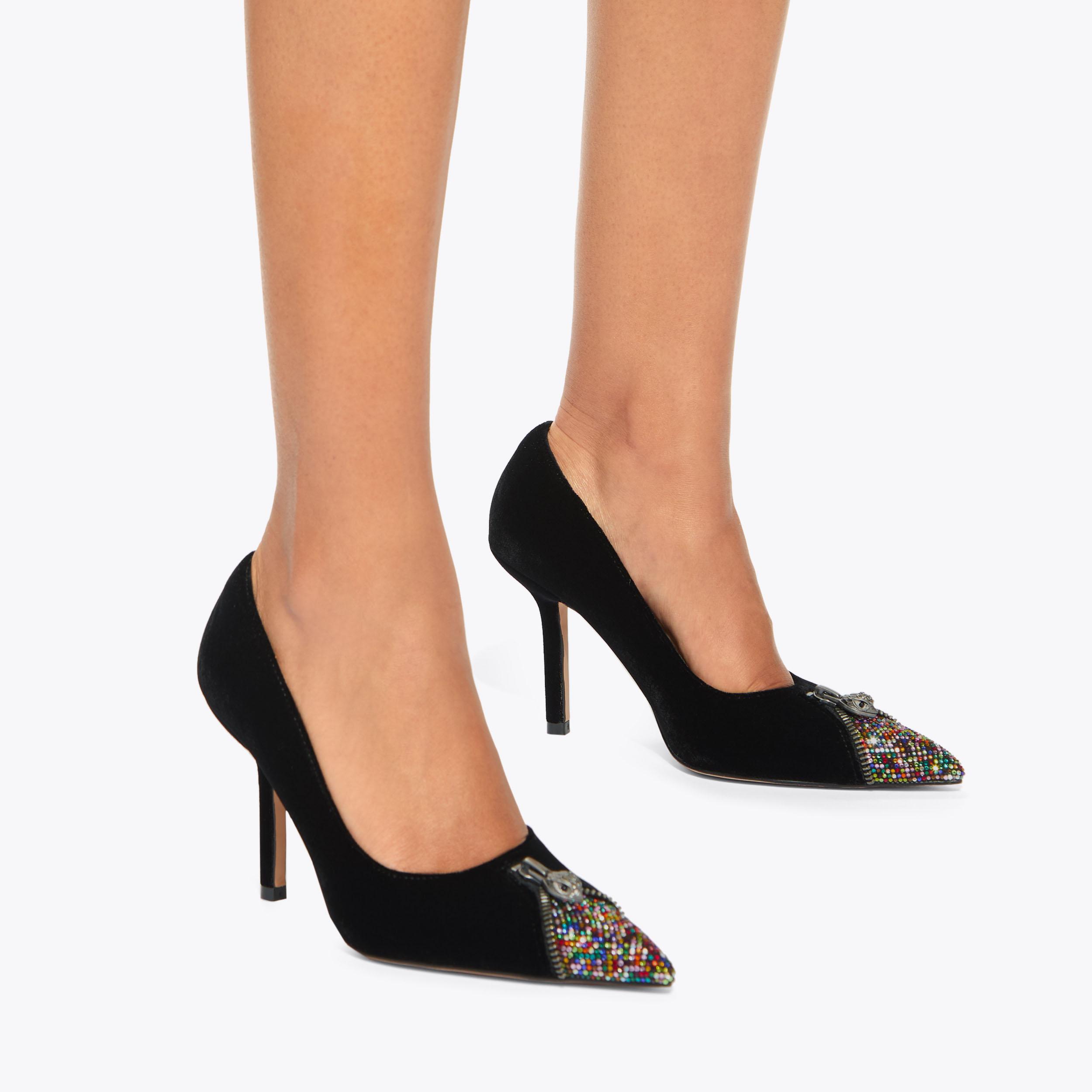 GUCCI ブラックスエード ハイヒール Black Suede Court Heels | Zip Court | Kurt Geiger