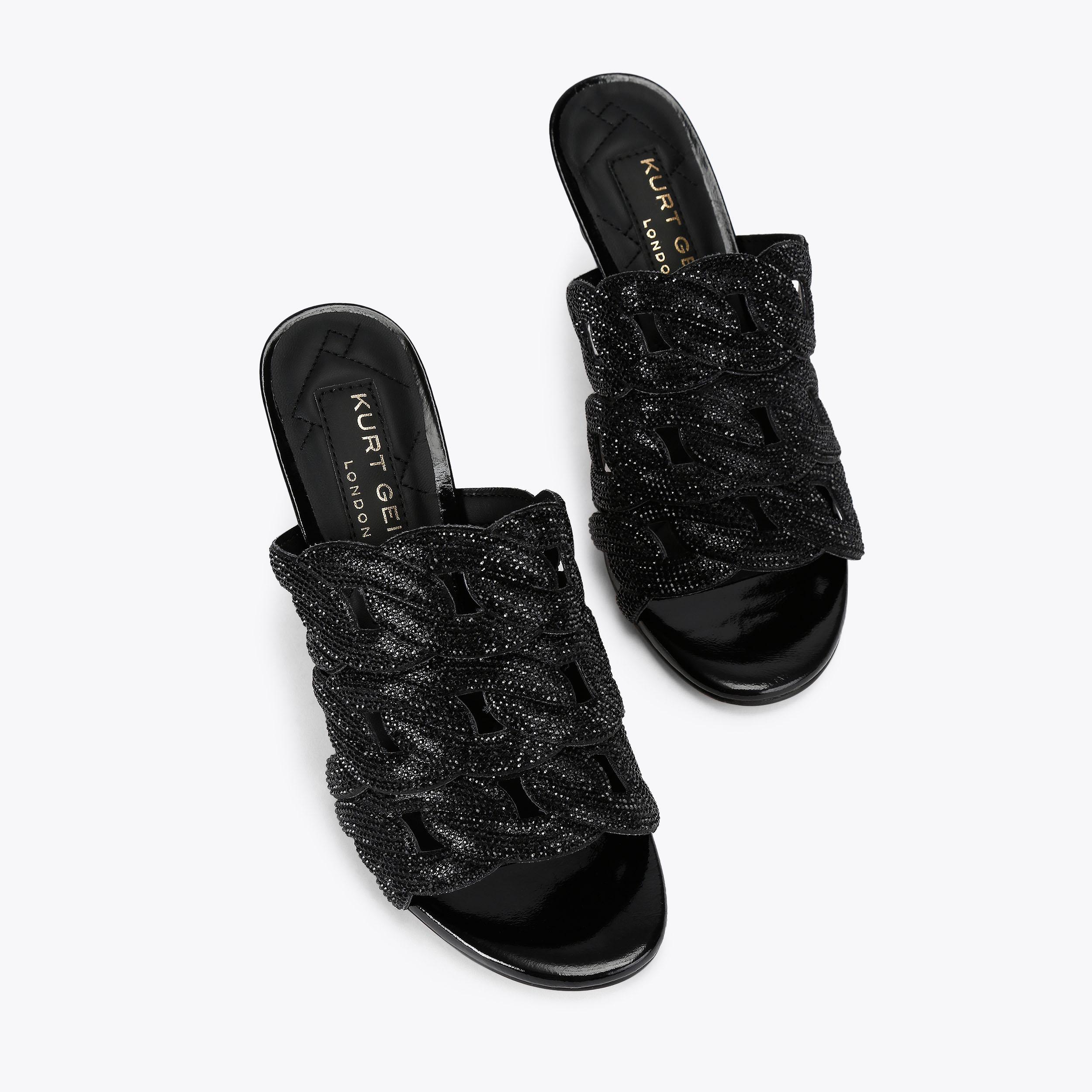 Crystal Chain Mule Black Crystal High Heel | Kurt Geiger