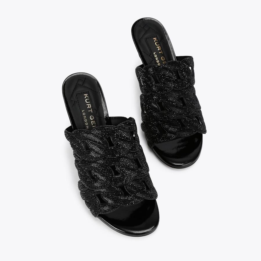【新品未使用】 Organza Chain Mules 37 herlipto Crystal Chain Mule Black Crystal High Heel | Kurt Geiger