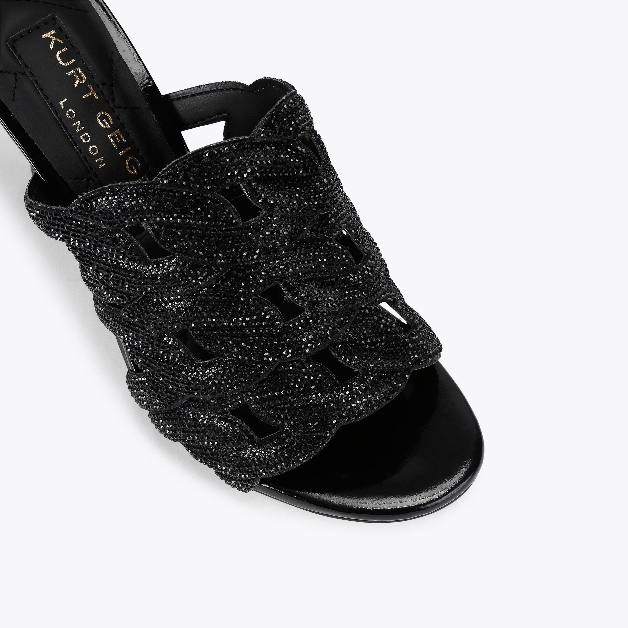 Crystal Chain Mule Black Crystal High Heel | Kurt Geiger