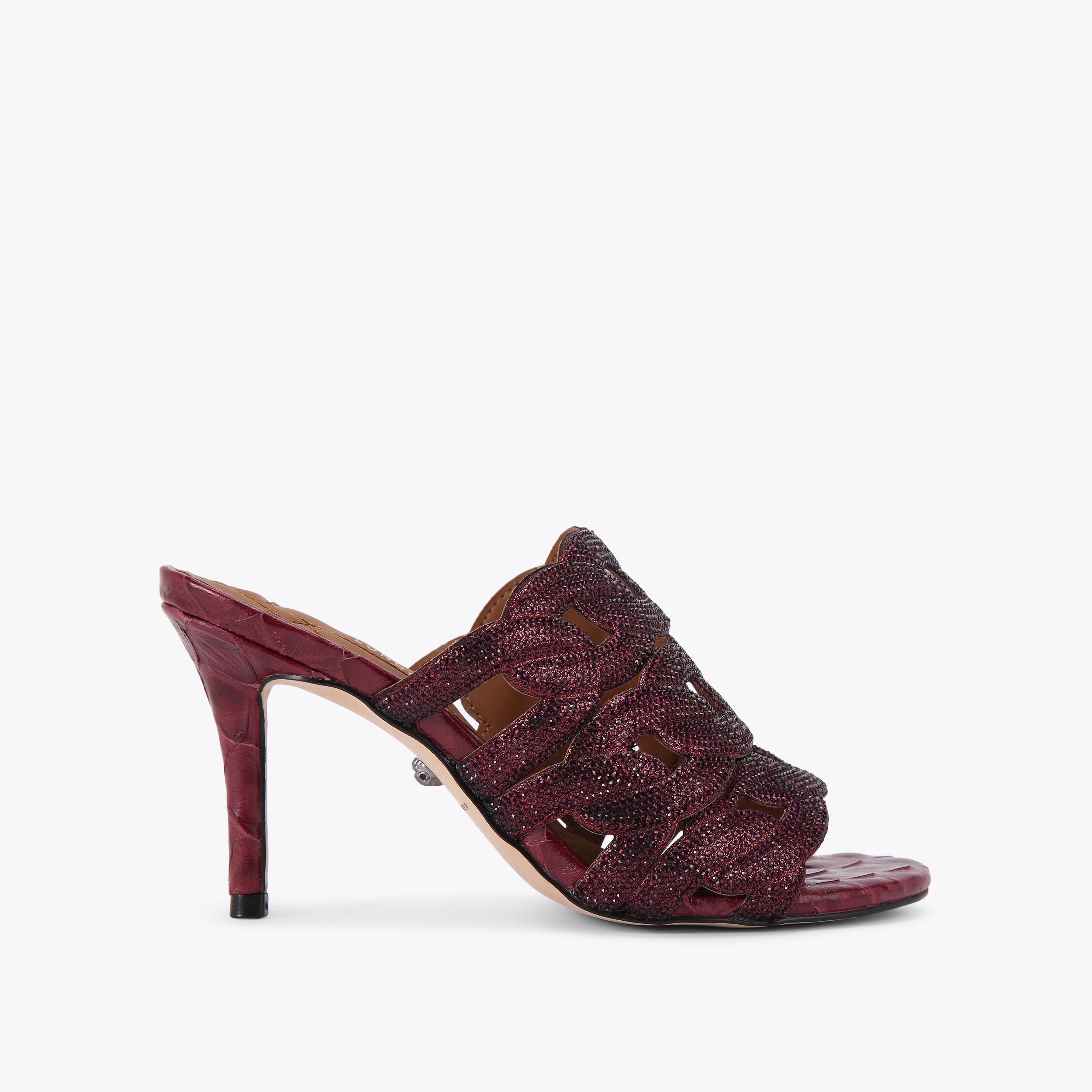 CRYSTAL CHAIN MULE Gold Houndstooth High Heel by KURT GEIGER