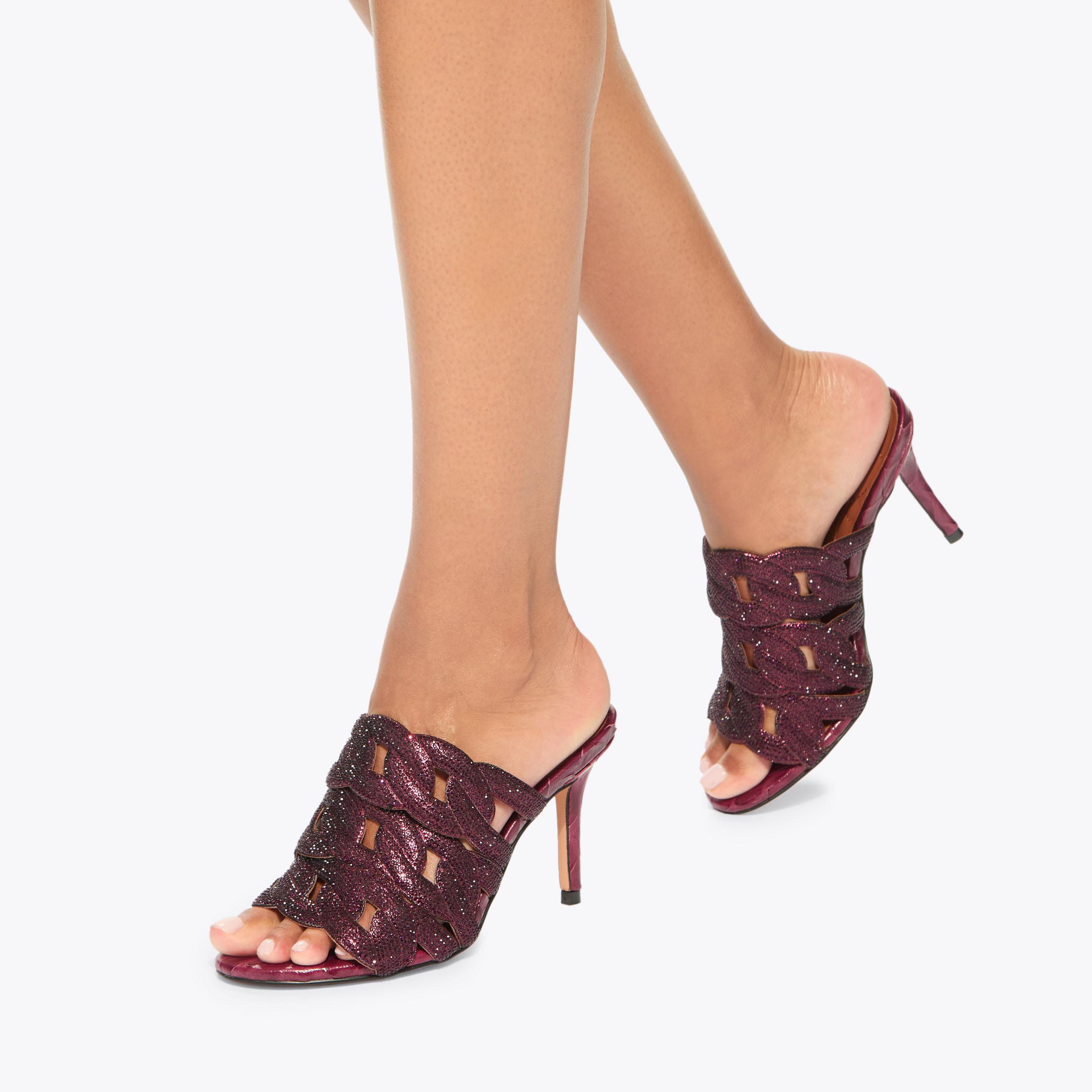 Crystal Chain Mule Leather Heeled Sandals | Kurt Geiger