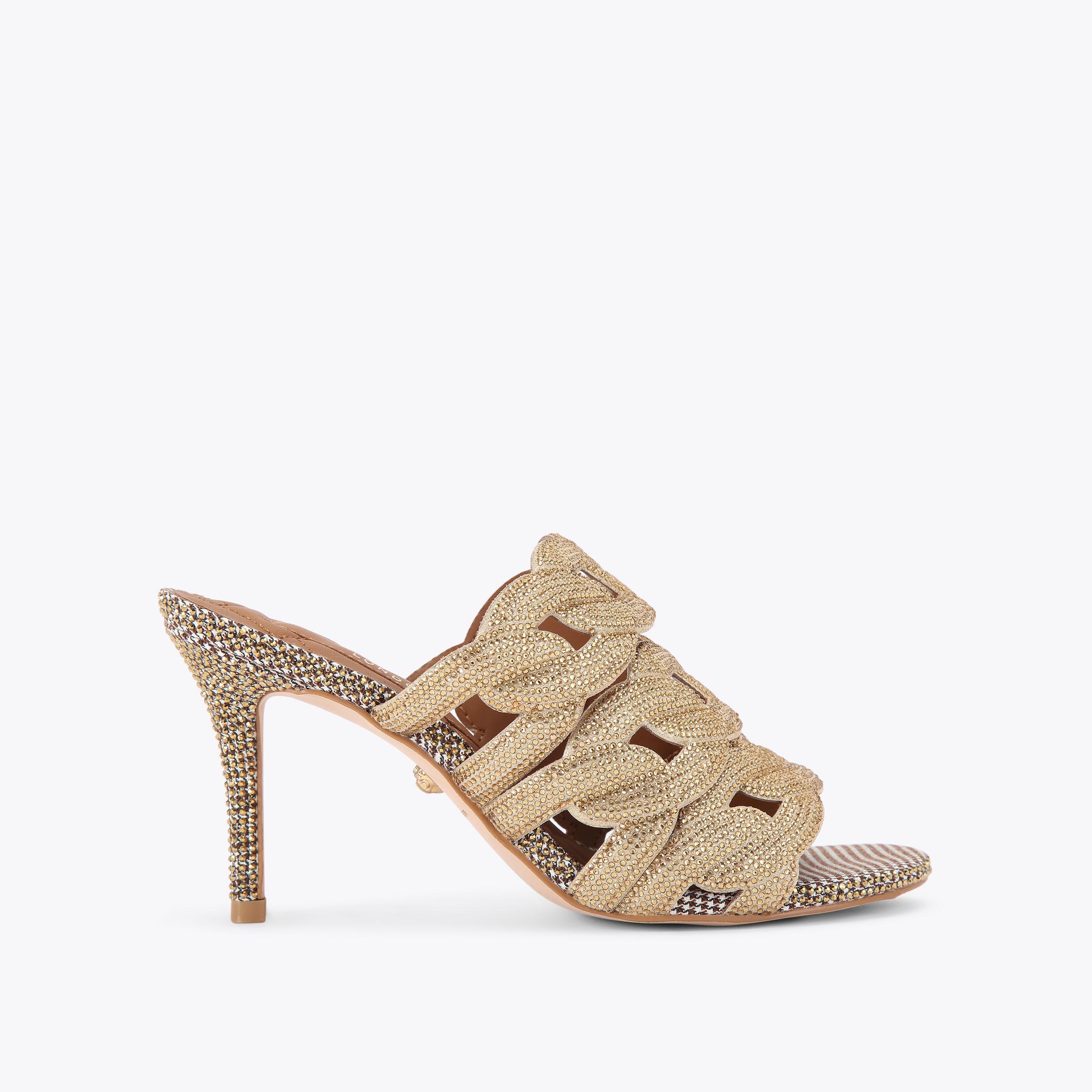 Crystal Chain Mule Leather Heeled Sandals | Kurt Geiger