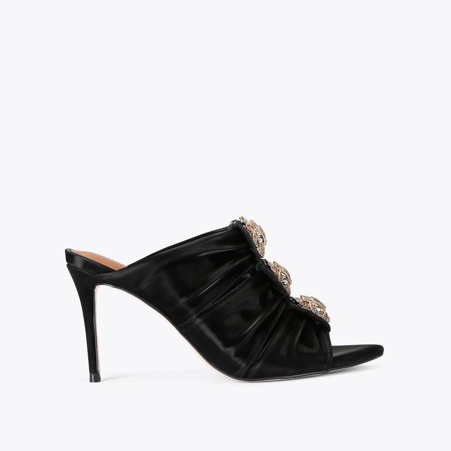 KENSINGTON SOFT BOW MULE Black Strappy High Heel by KURT GEIGER LONDON