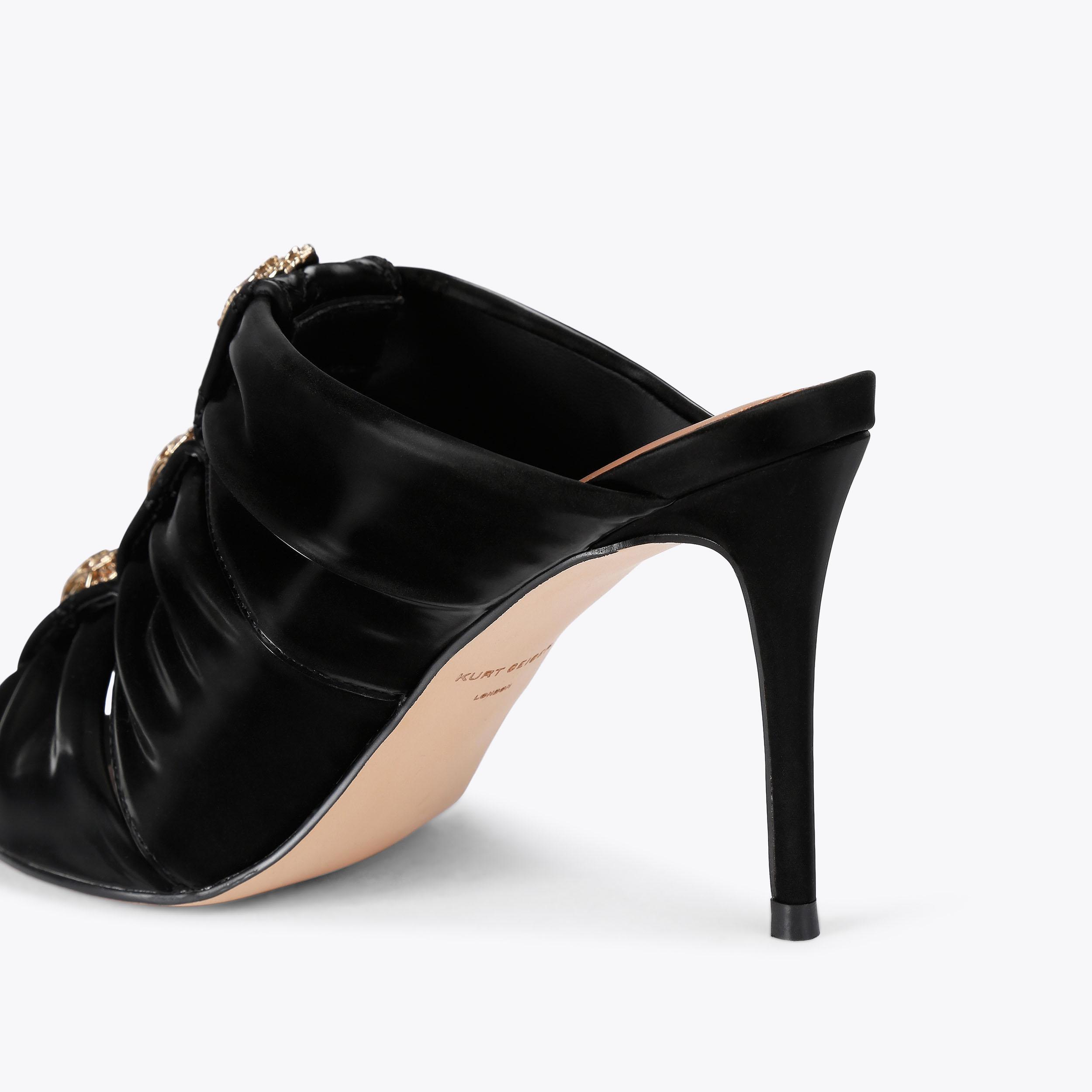 KENSINGTON SOFT BOW MULE Black Strappy High Heel by KURT GEIGER LONDON