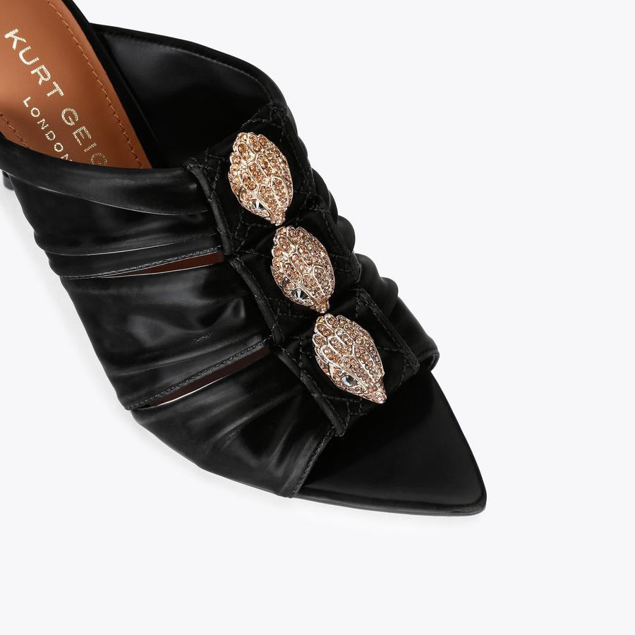 KENSINGTON SOFT BOW MULE Black Strappy High Heel by KURT GEIGER LONDON