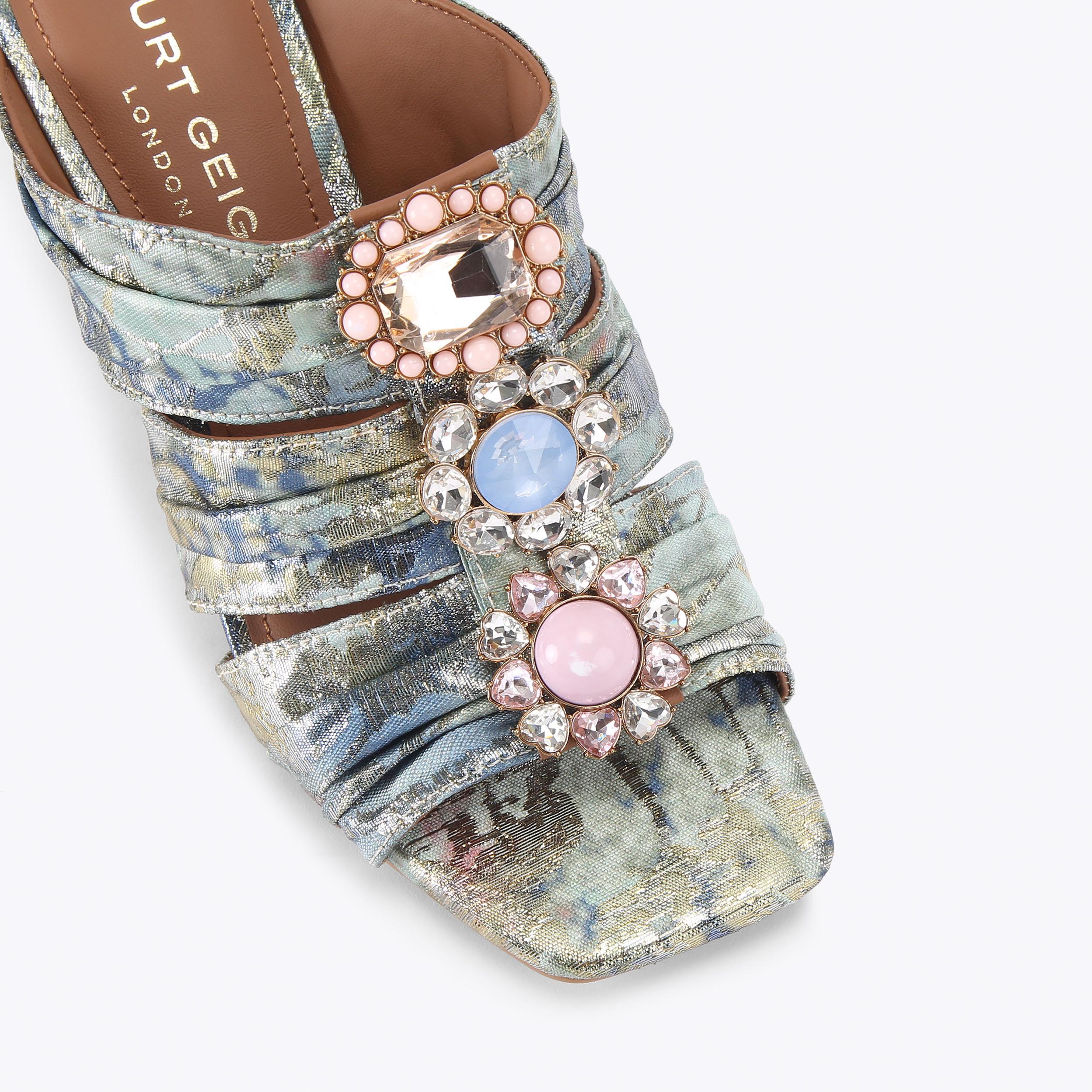 KENSINGTON SOFT BOW MULE Iridescent Mule Heel by KURT GEIGER LONDON