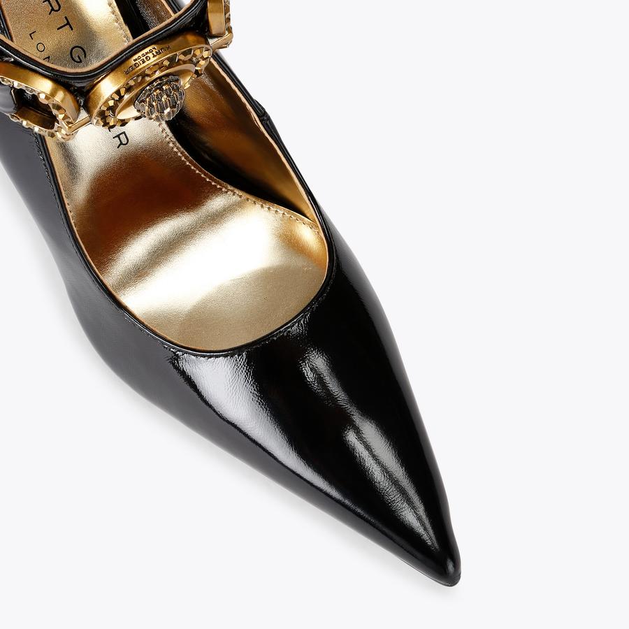 MANSION ANKLE STRAP COURT Black Patent Court Heel by KURT