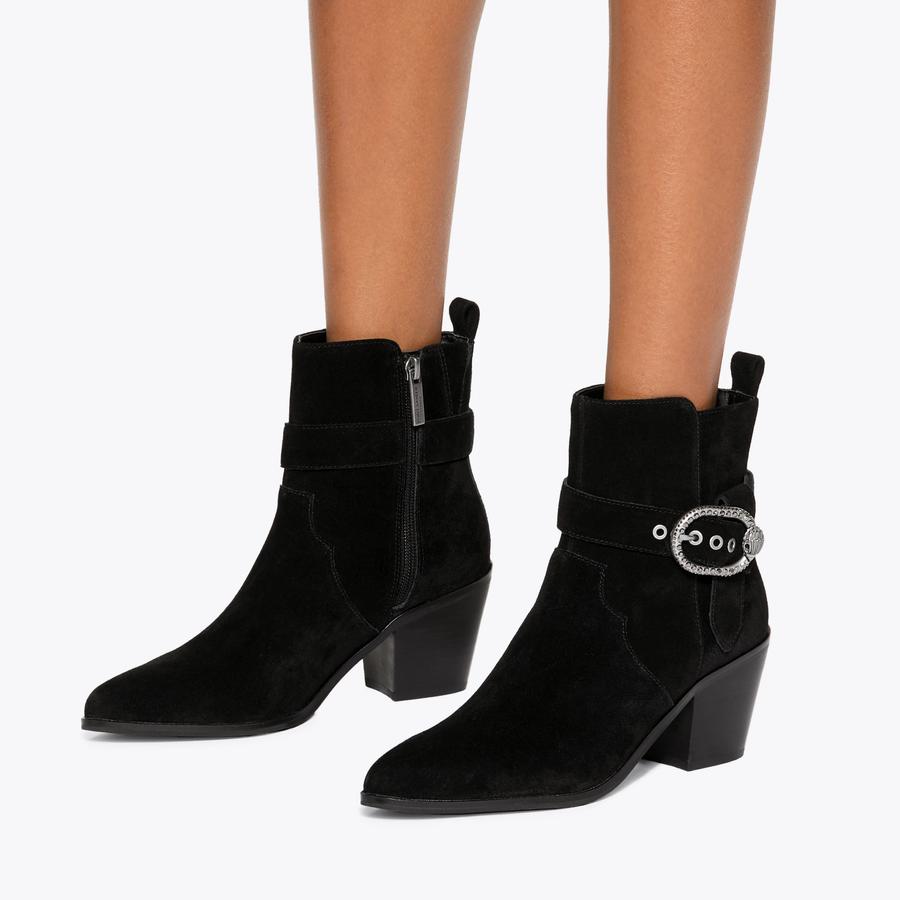 MAYFAIR BELT ANKLE BOOT Black Suede Leather Ankle Boot by KURT