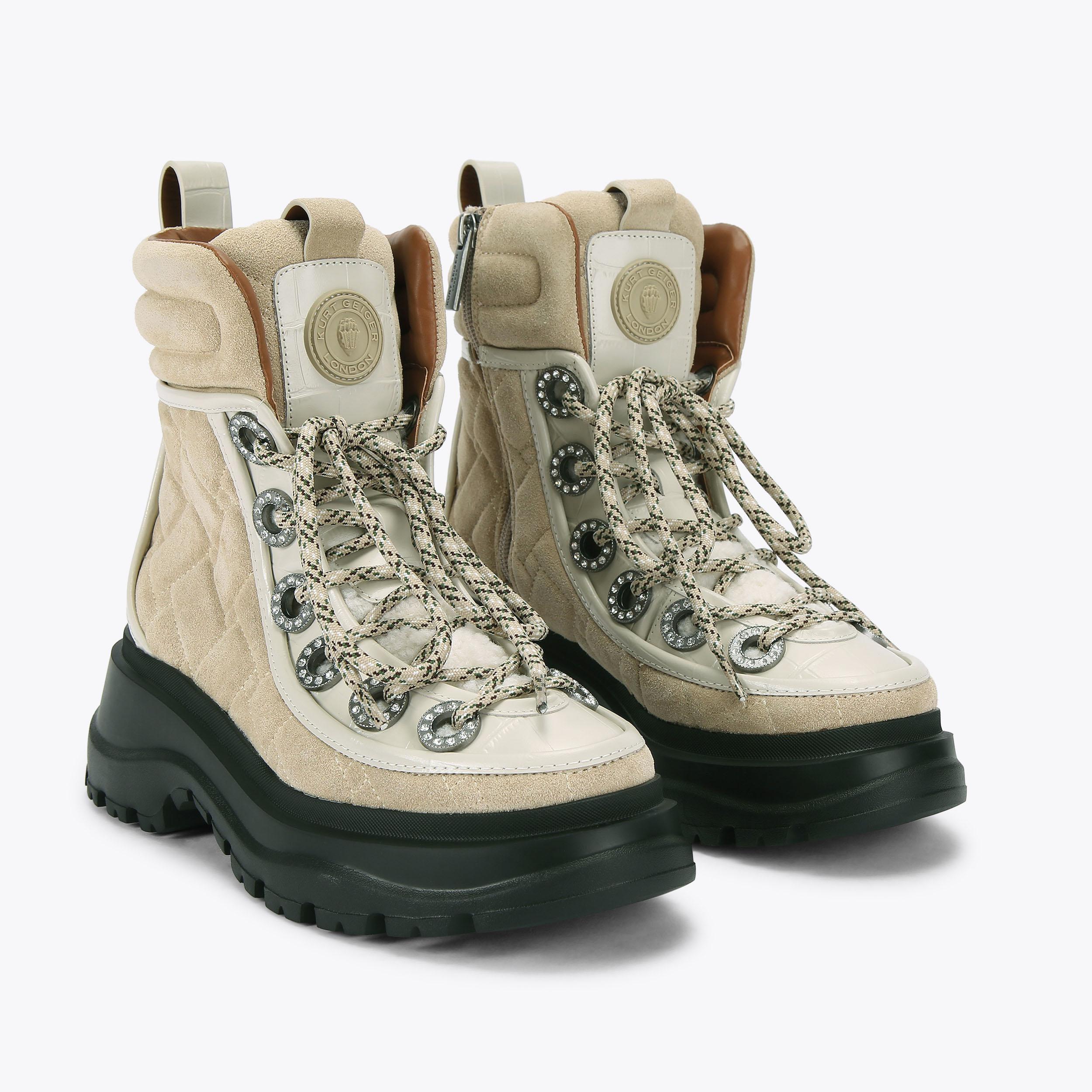 KENSINGTON HIKER Beige Suede Hiking Boot by KURT GEIGER LONDON