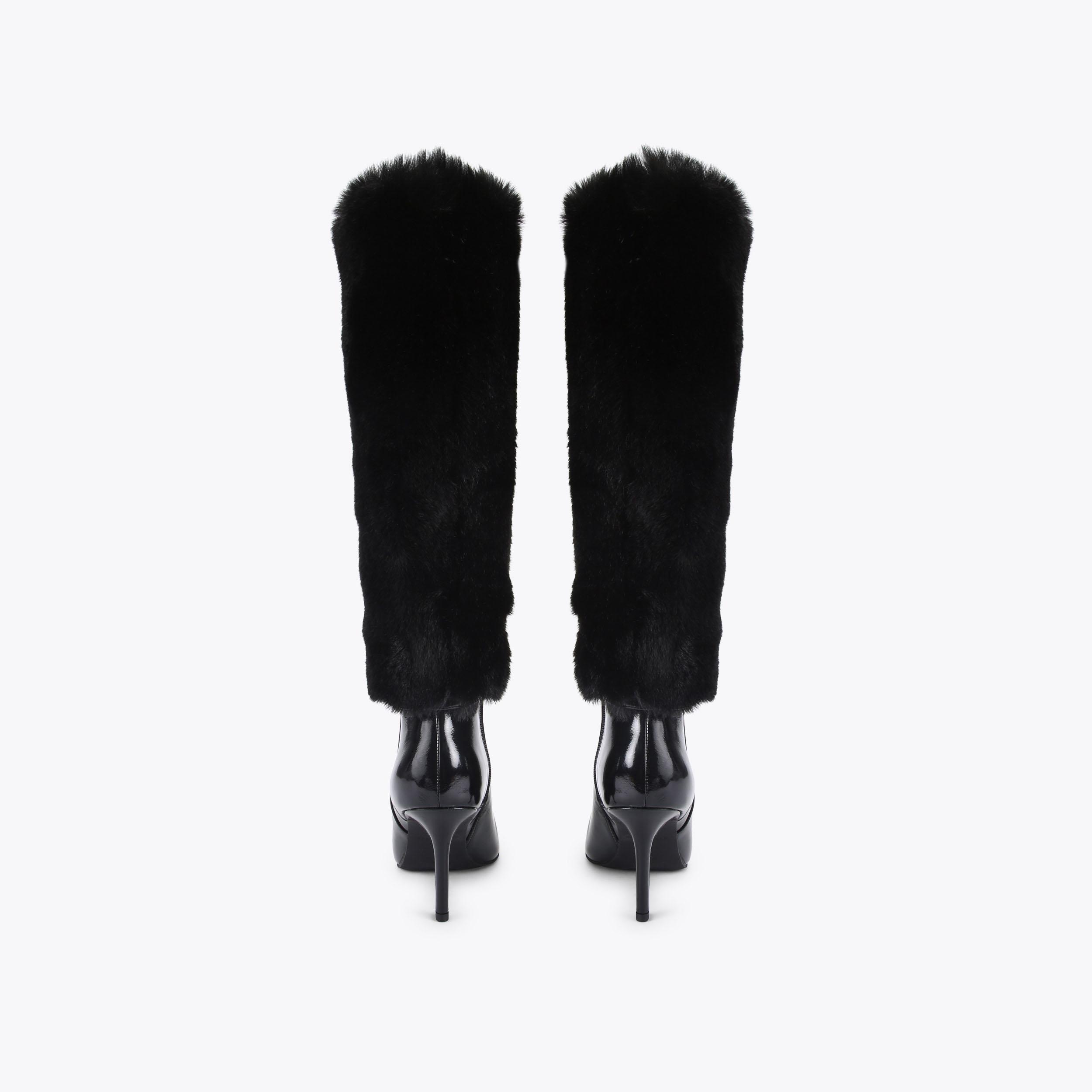 極美品✨L'Appartement 別注 BRENTA Cover Boots KENSINGTON KNEE BOOT 85 Black Faux Fur Knee High Boot by