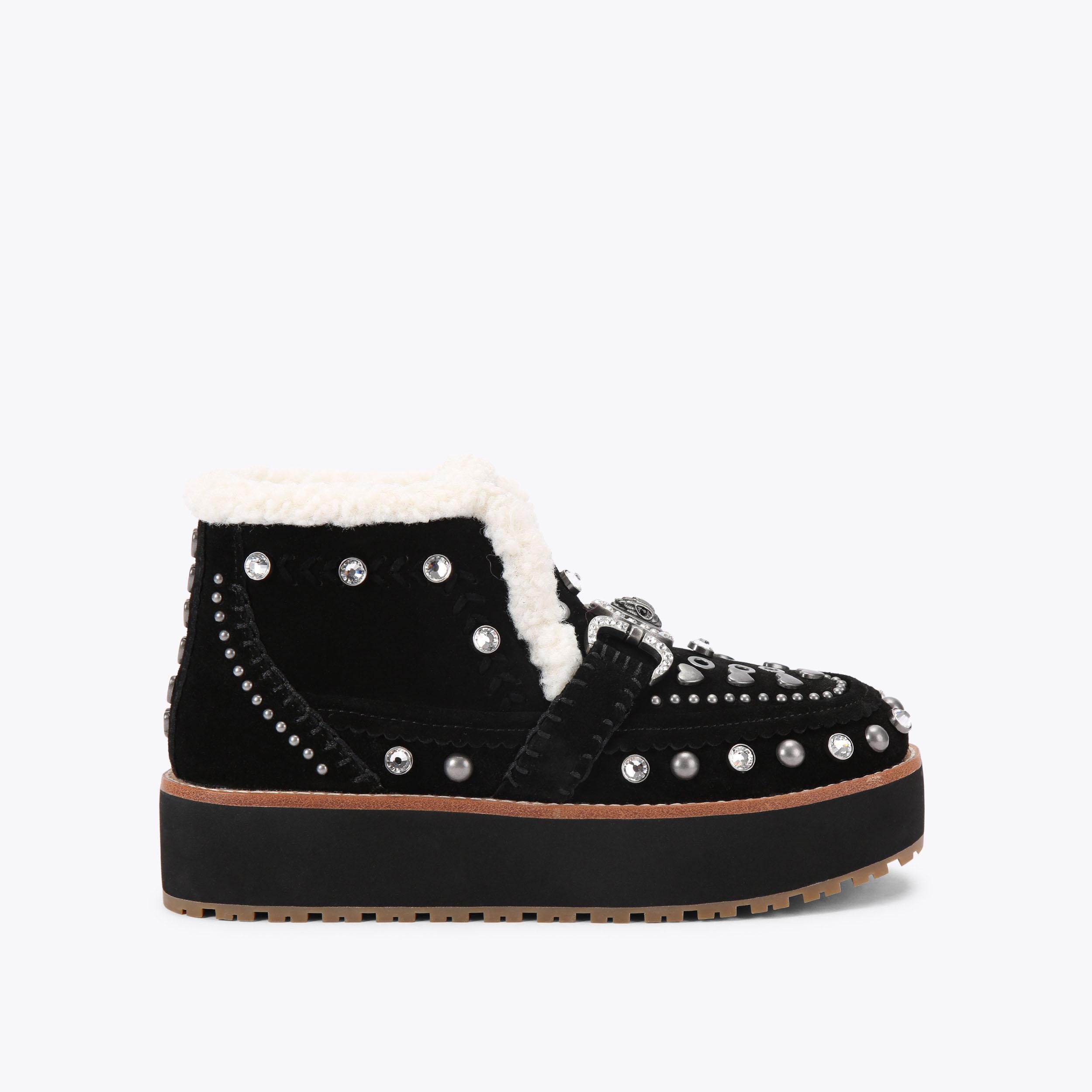 MANSION COSY BOOT Black Suede Mini Ankle Boot by KURT GEIGER LONDON