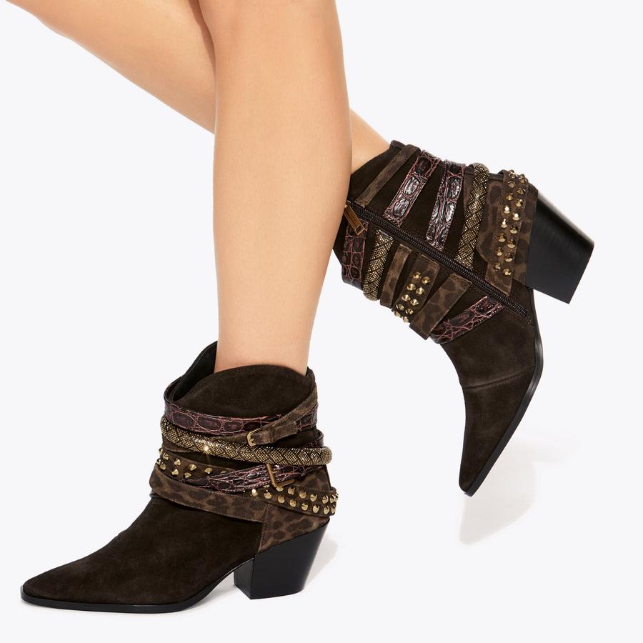 Brown Suede Heeled Ankle Boots | Kurt Geiger display picture 2