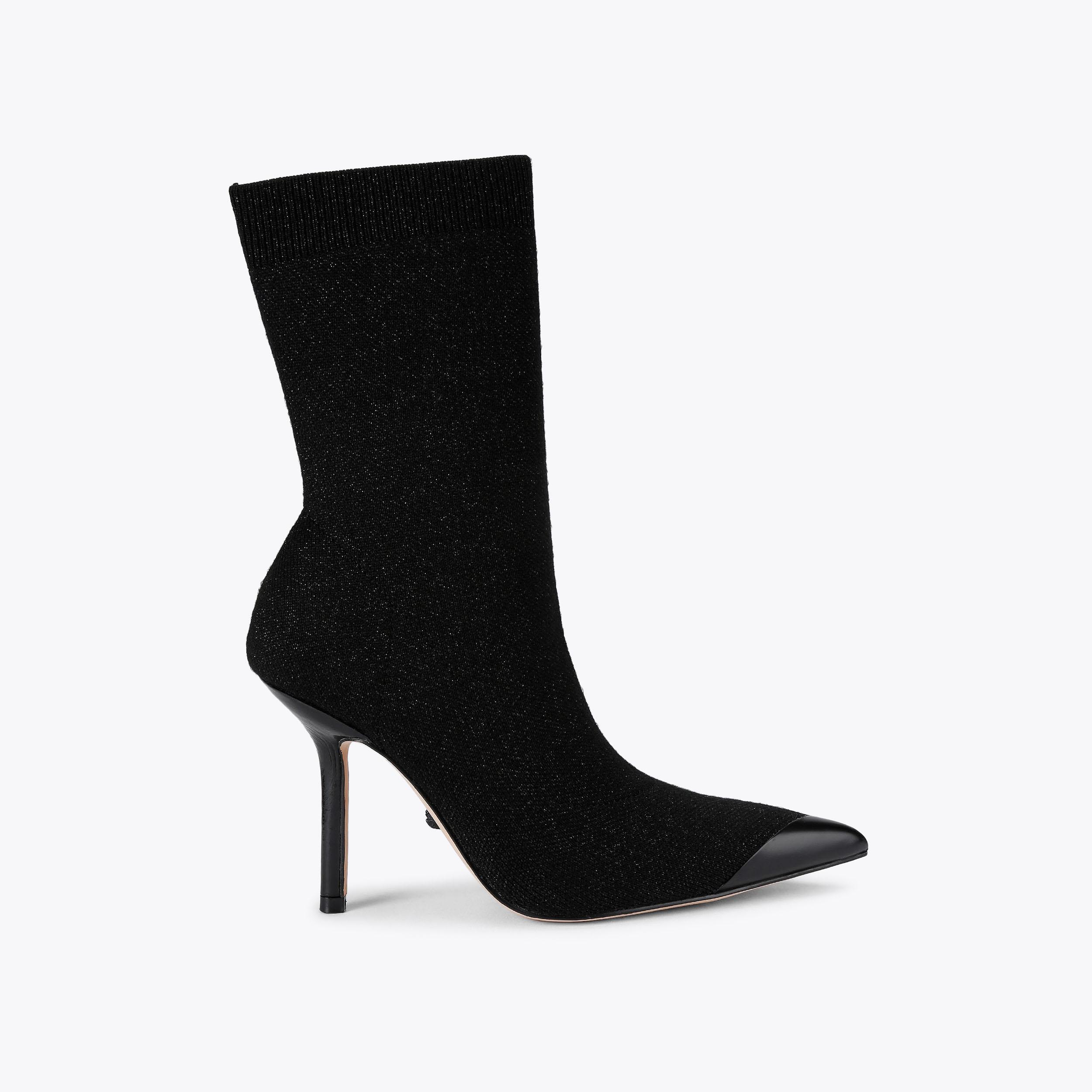 Regent Point Sock Boot Black Heeled Booties | Kurt Geiger