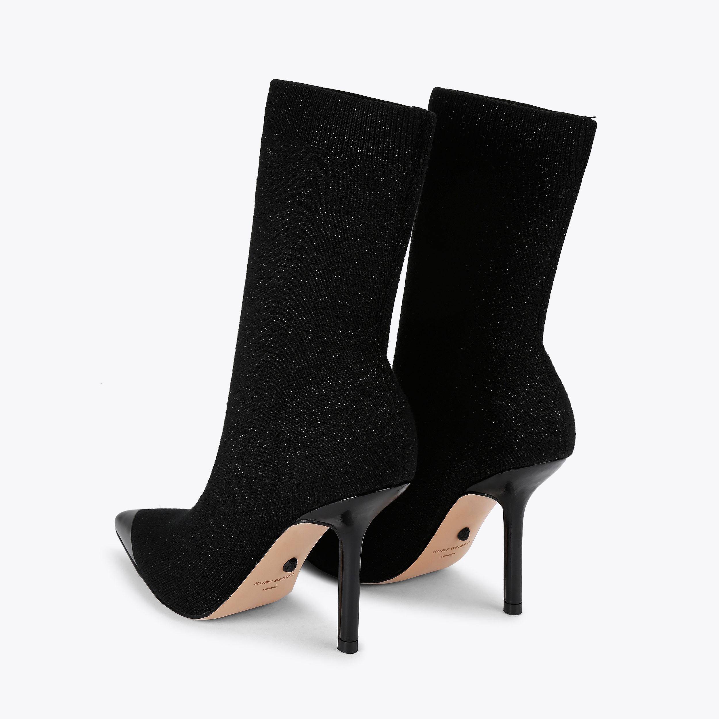Regent Point Sock Boot Black Heeled Booties | Kurt Geiger