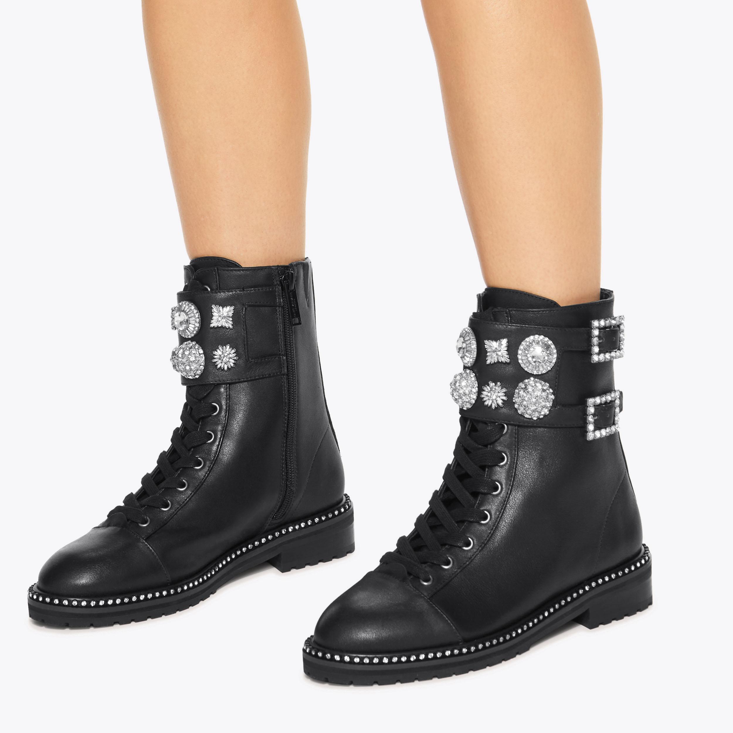 STOOP COMBAT BOOT Black Leather Boot by KURT GEIGER LONDON