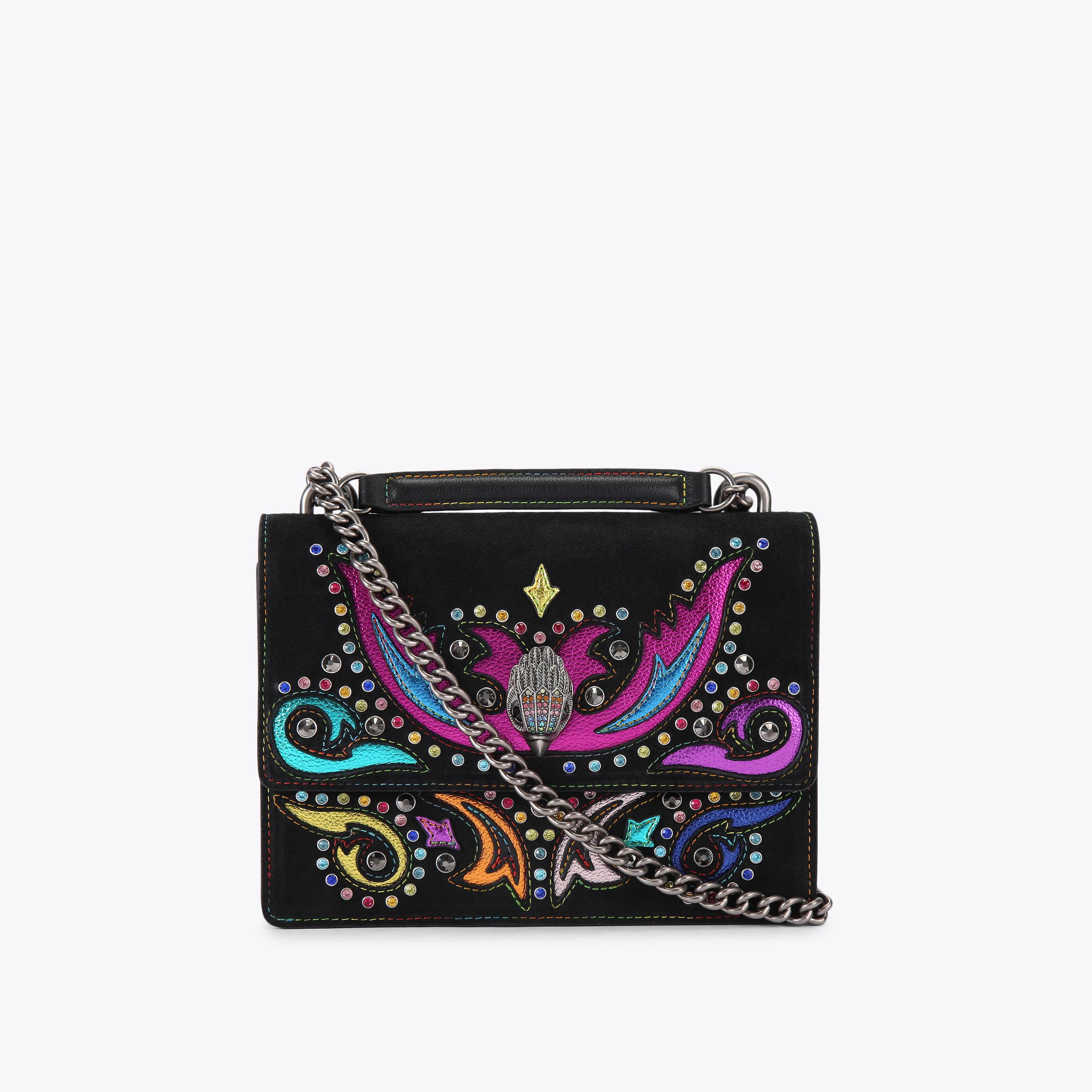 SHOREDITCH WESTERN XB Black Suede Western Shoulder Bag by KURT