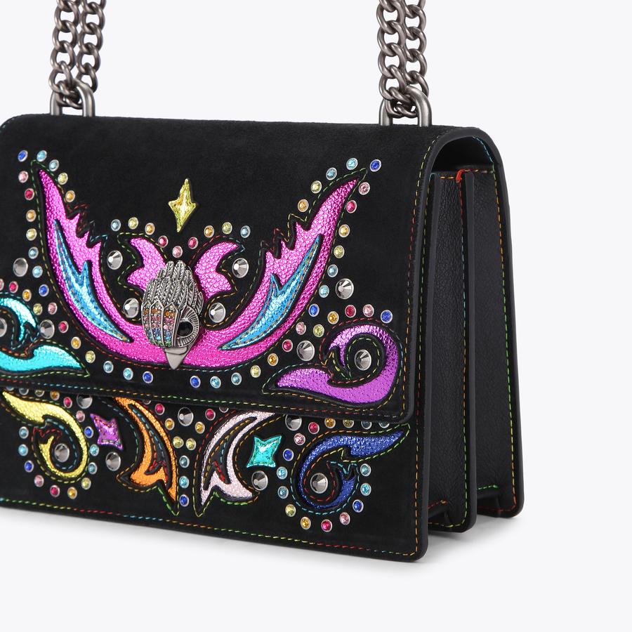 SHOREDITCH WESTERN XB Black Suede Western Shoulder Bag by KURT