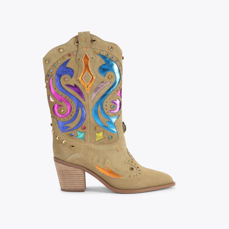 KENSINGTON COWBOY BOOT Camel Suede Leather Cowboy Boot by Kurt