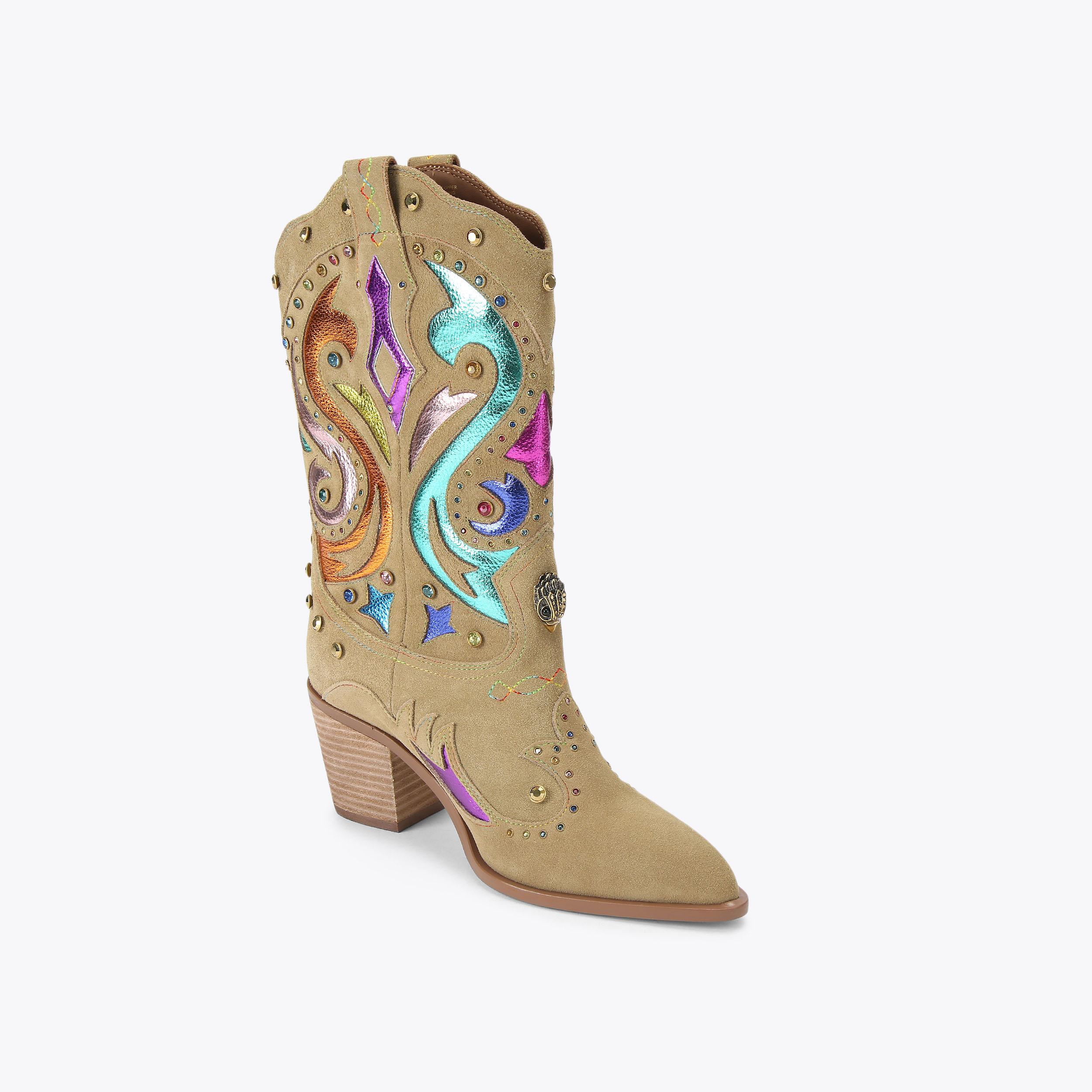 KENSINGTON COWBOY BOOT Camel Suede Leather Cowboy Boot by Kurt