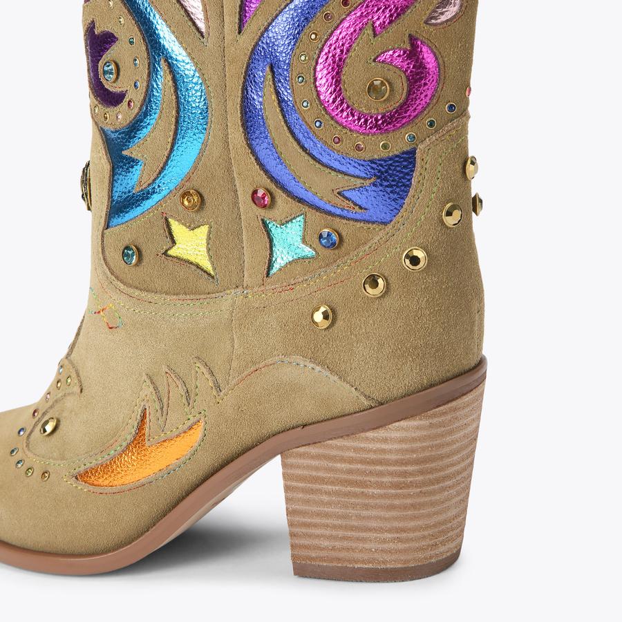 KENSINGTON COWBOY BOOT Camel Suede Leather Cowboy Boot by Kurt