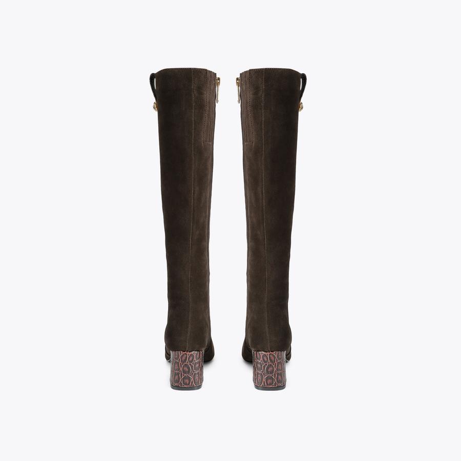 Chelsea Trim Knee Boots Brown Suede | Kurt Geiger display picture 1